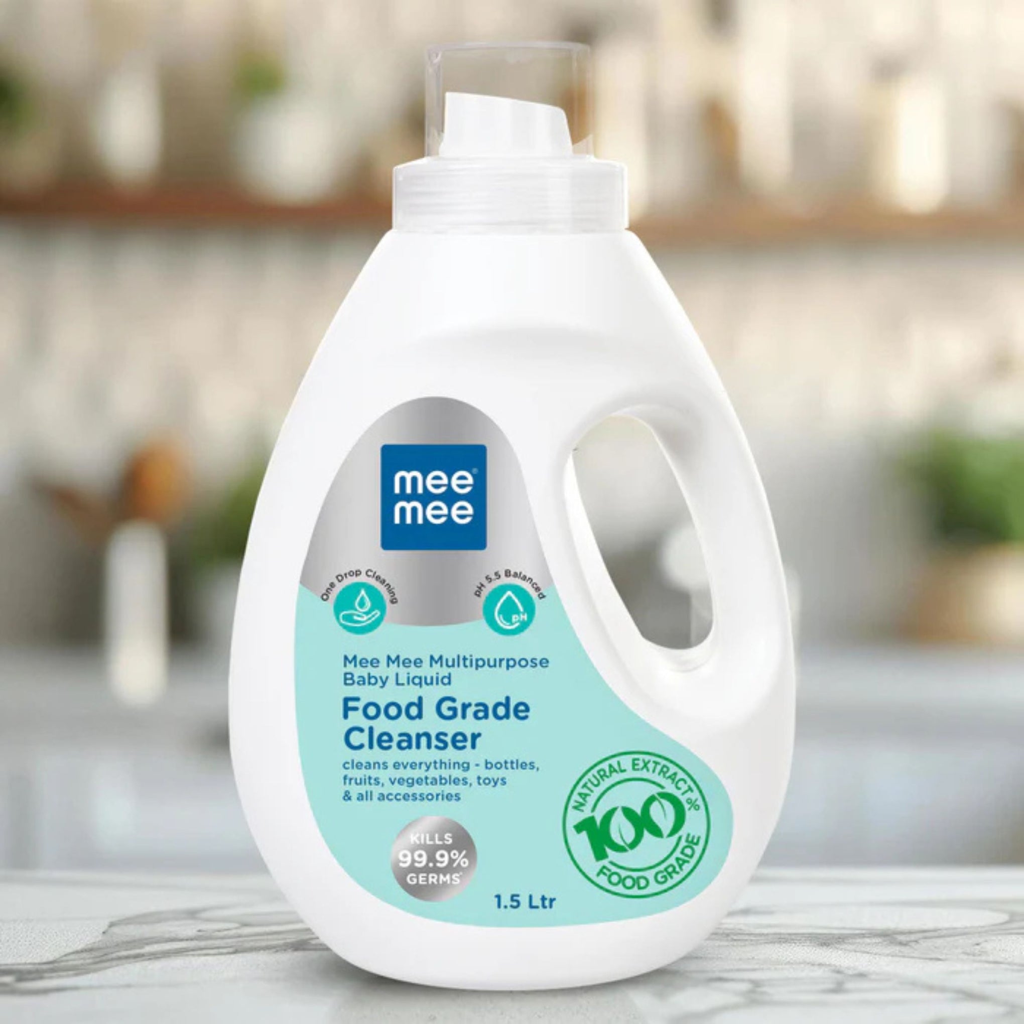 Mee Mee Multipurpose Baby Liquid Food Grade Cleanser - Available 500ML Refill , 500ml , 1.5L, Natural Extracts Gentle Formula ( PACK OF 1 )