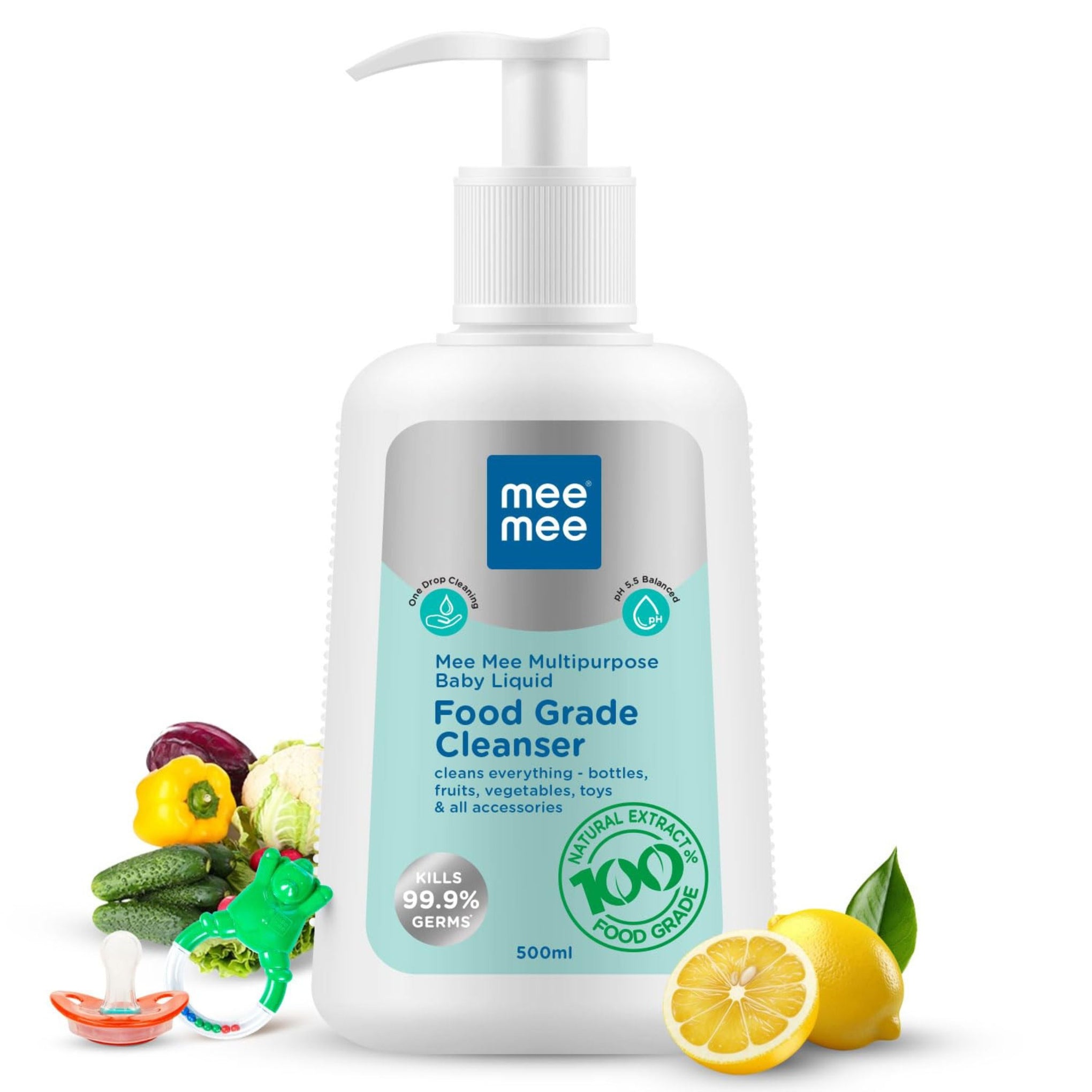 Mee Mee Multipurpose Baby Liquid Food Grade Cleanser - Available 500ML Refill , 500ml , 1.5L, Natural Extracts Gentle Formula ( PACK OF 1 )