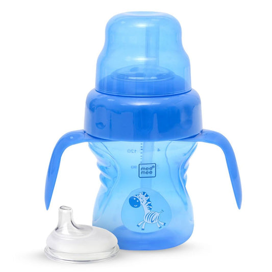 Mee Mee 2 in 1 Spout and Straw Sipper Cup for Meal | BPA-Free, Anti Spill and Unbreakable | Easy to Hold Detachable Handle | Anti Leak Lock Bottle with Cap for Kids (Blue)