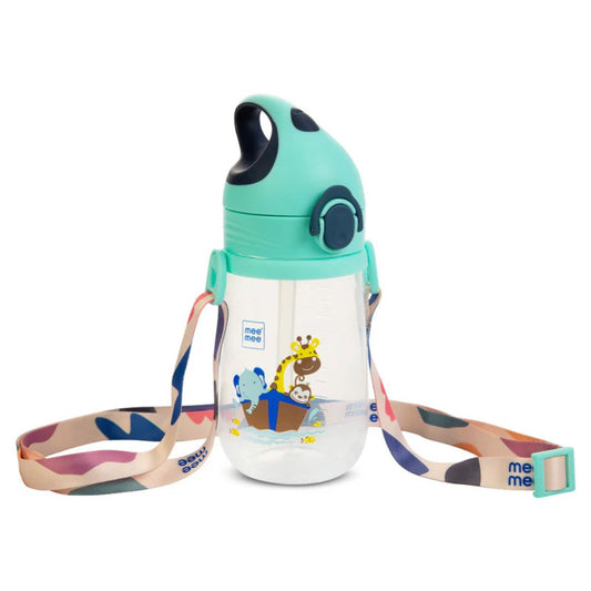 Mee Mee Easy-Open Leakproof Sipper Bottle: Soft Silicone Straw, Detachable Strap, Sterilizable, Lightweight, BPA-Free (Blue)
