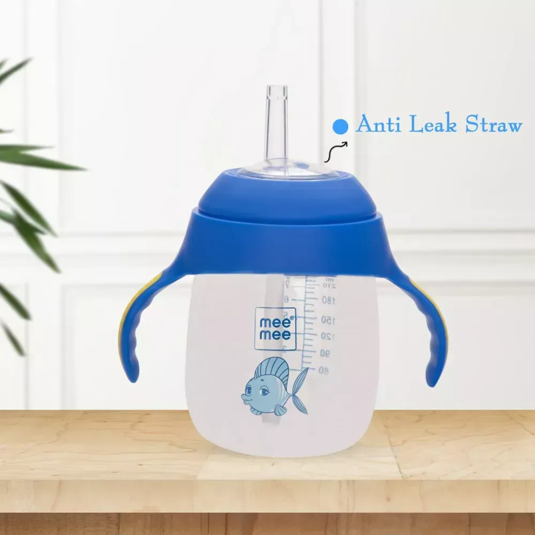 Mee Mee Twin Handle Straw Sipper Cup 240ml Blue.