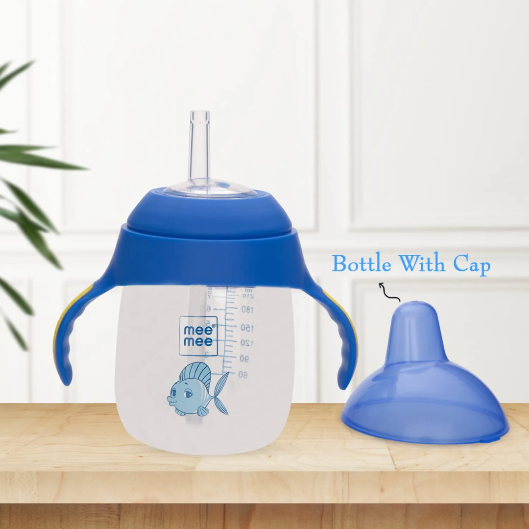 Mee Mee Twin Handle Straw Sipper Cup 240ml Blue.
