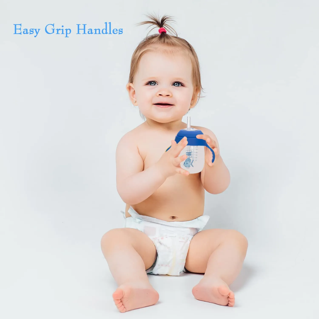 Mee Mee Twin Handle Straw Sipper Cup 240ml Blue.