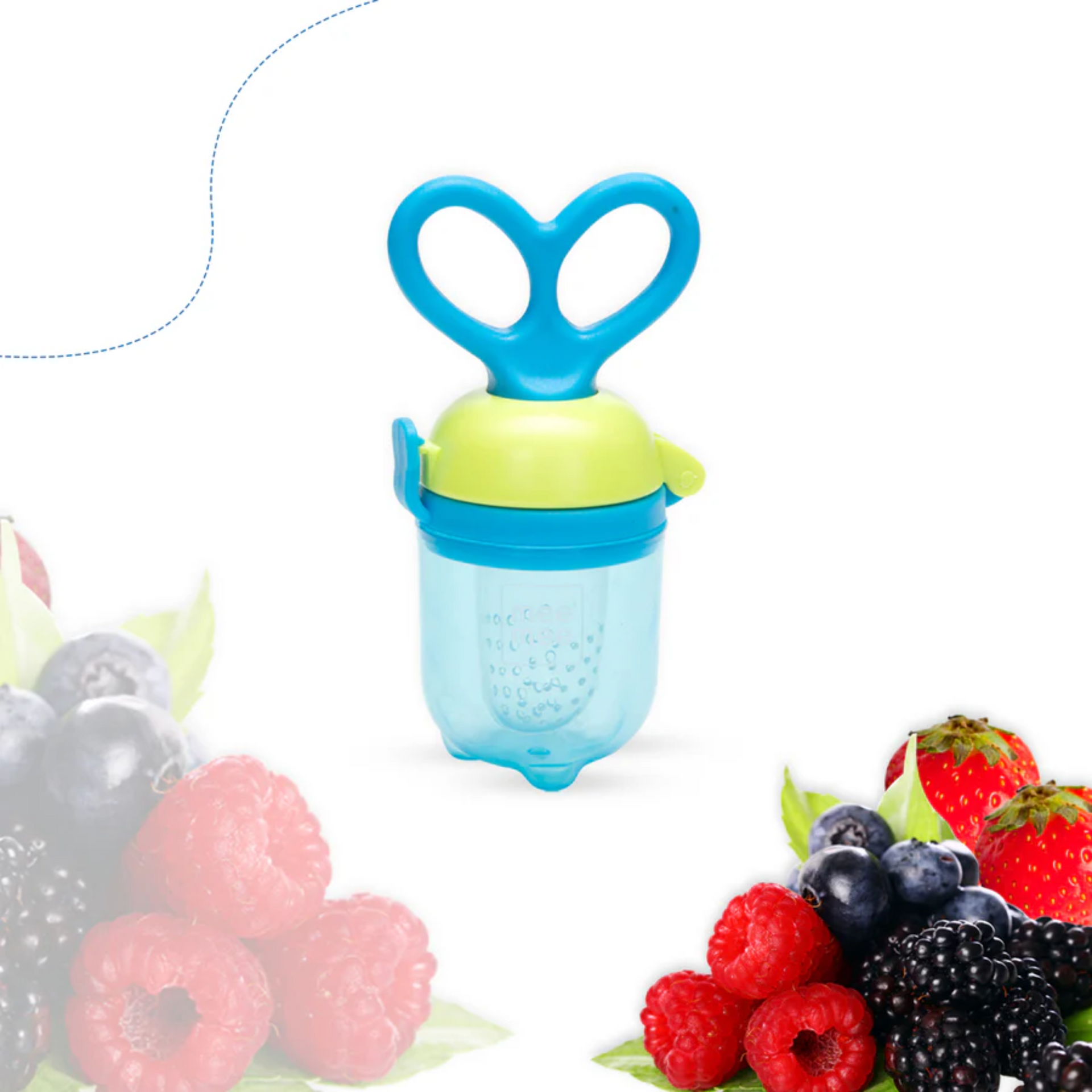 Mee Mee Advanced Fruit & Food Feeder with Feed Pusher (Free Extra Soft Silicone Sack(Blue)