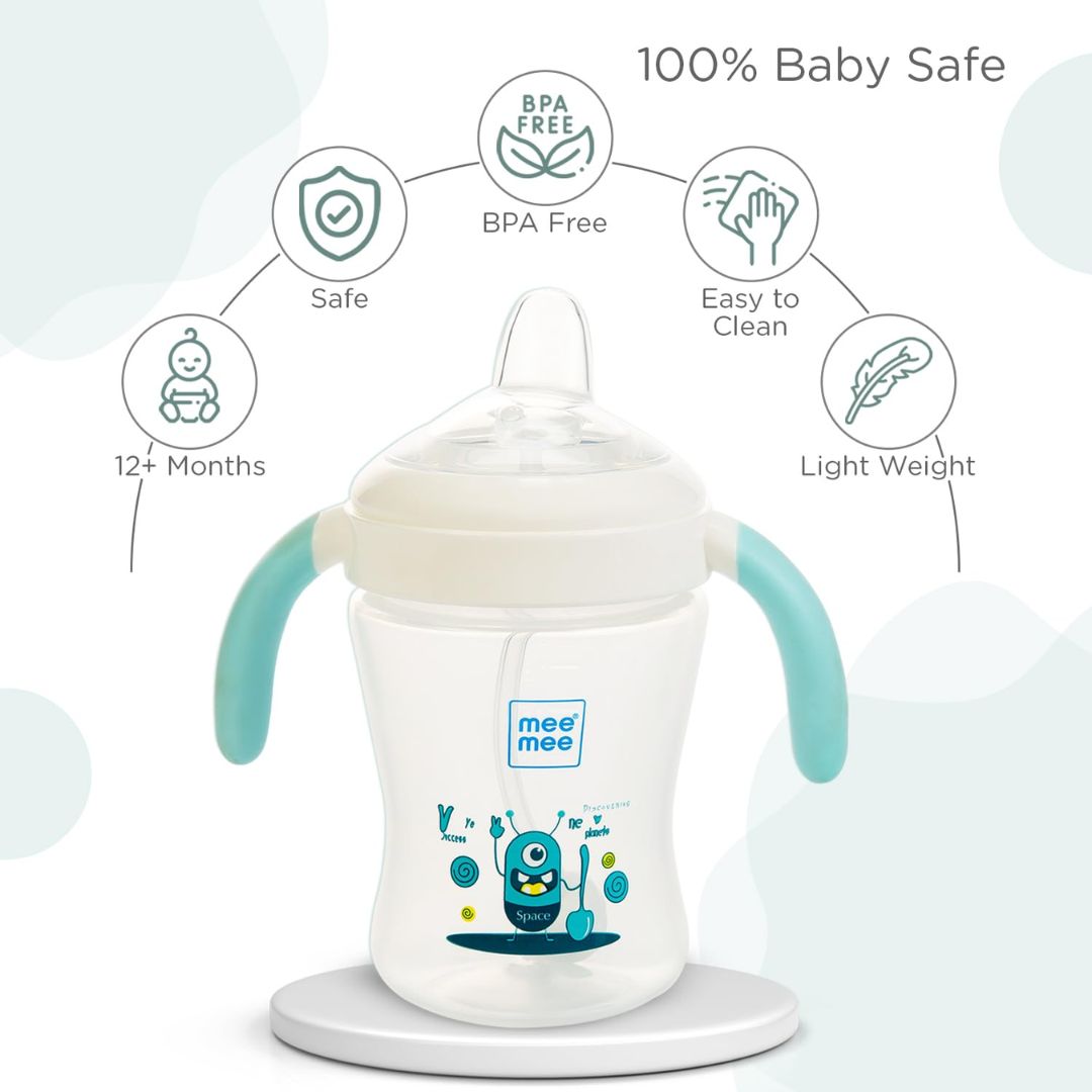 Mee Mee Baby Trainer Sippy Cup | Soft Spout, Leakproof Sipper for Toddlers | Dual Handle for Easy Grip | Non -Toxic, Lightweight & BPA Free, Blue (240 Ml)
