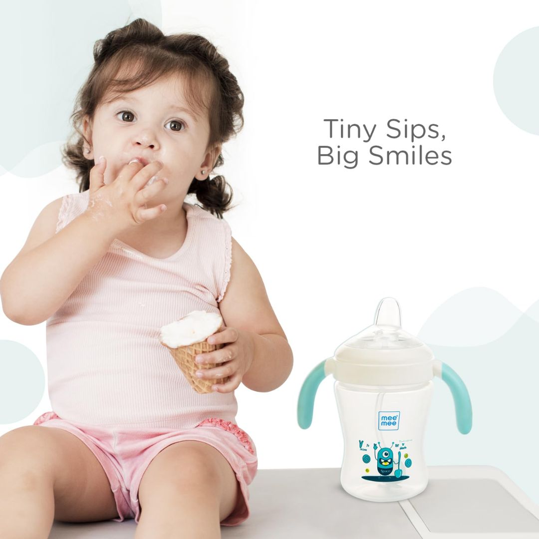 Mee Mee Baby Trainer Sippy Cup | Soft Spout, Leakproof Sipper for Toddlers | Dual Handle for Easy Grip | Non -Toxic, Lightweight & BPA Free, Blue (240 Ml)