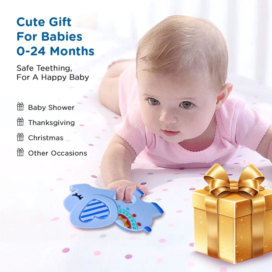Mee Mee Pink Elephant Teether: Soft and Safe Companion for Your Baby's Sleep and Play Elephant shape (Blue)