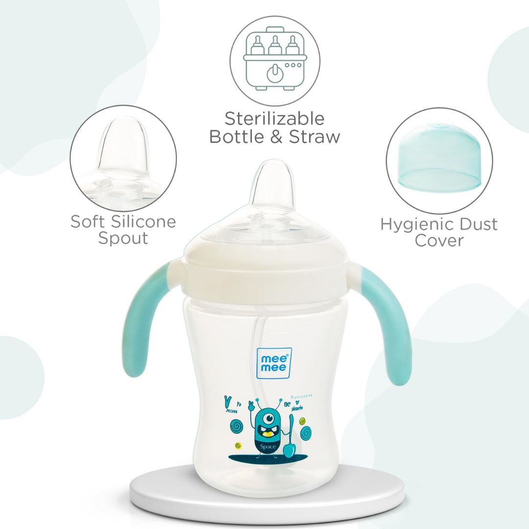 Mee Mee Baby Trainer Sippy Cup | Soft Spout, Leakproof Sipper for Toddlers | Dual Handle for Easy Grip | Non -Toxic, Lightweight & BPA Free, Blue (240 Ml)