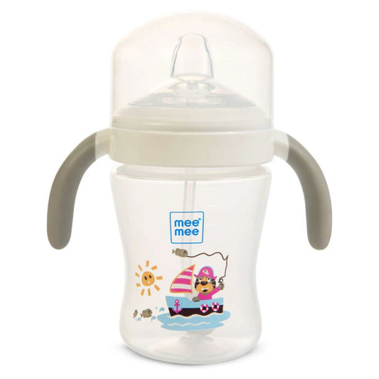 Mee Mee Baby Trainer Sippy Cup | Soft Spout, Leakproof Sipper for Toddlers | Dual Handle for Easy Grip | Non -Toxic, Lightweight & BPA Free, Grey (240 Ml)