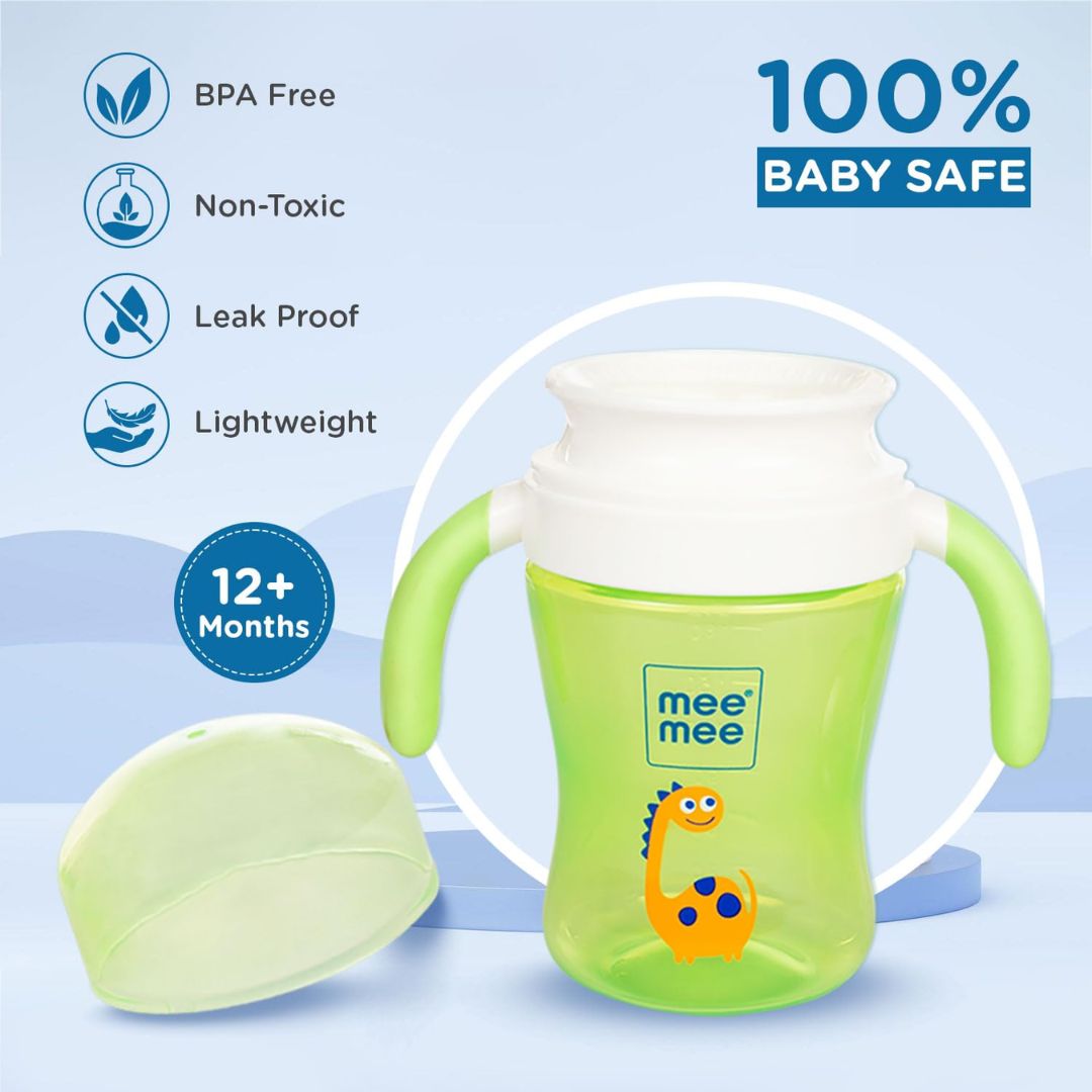 Mee Mee Baby Trainer Sippy Cup | Soft Spout, Leakproof Sipper for Toddlers | Dual Handle for Easy Grip | Non -Toxic, Lightweight & BPA Free, Green (240 Ml)