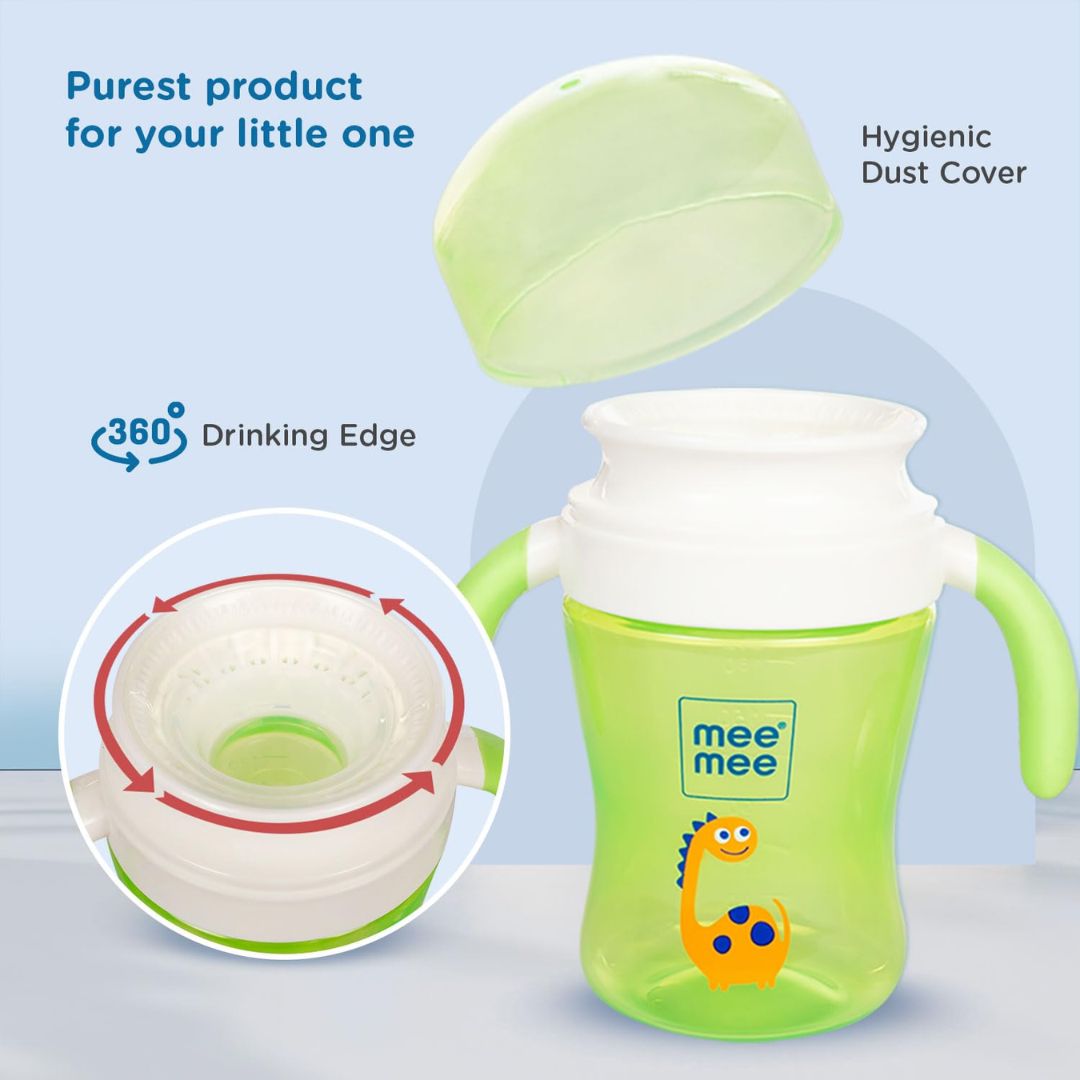 Mee Mee Baby Trainer Sippy Cup | Soft Spout, Leakproof Sipper for Toddlers | Dual Handle for Easy Grip | Non -Toxic, Lightweight & BPA Free, Green (240 Ml)