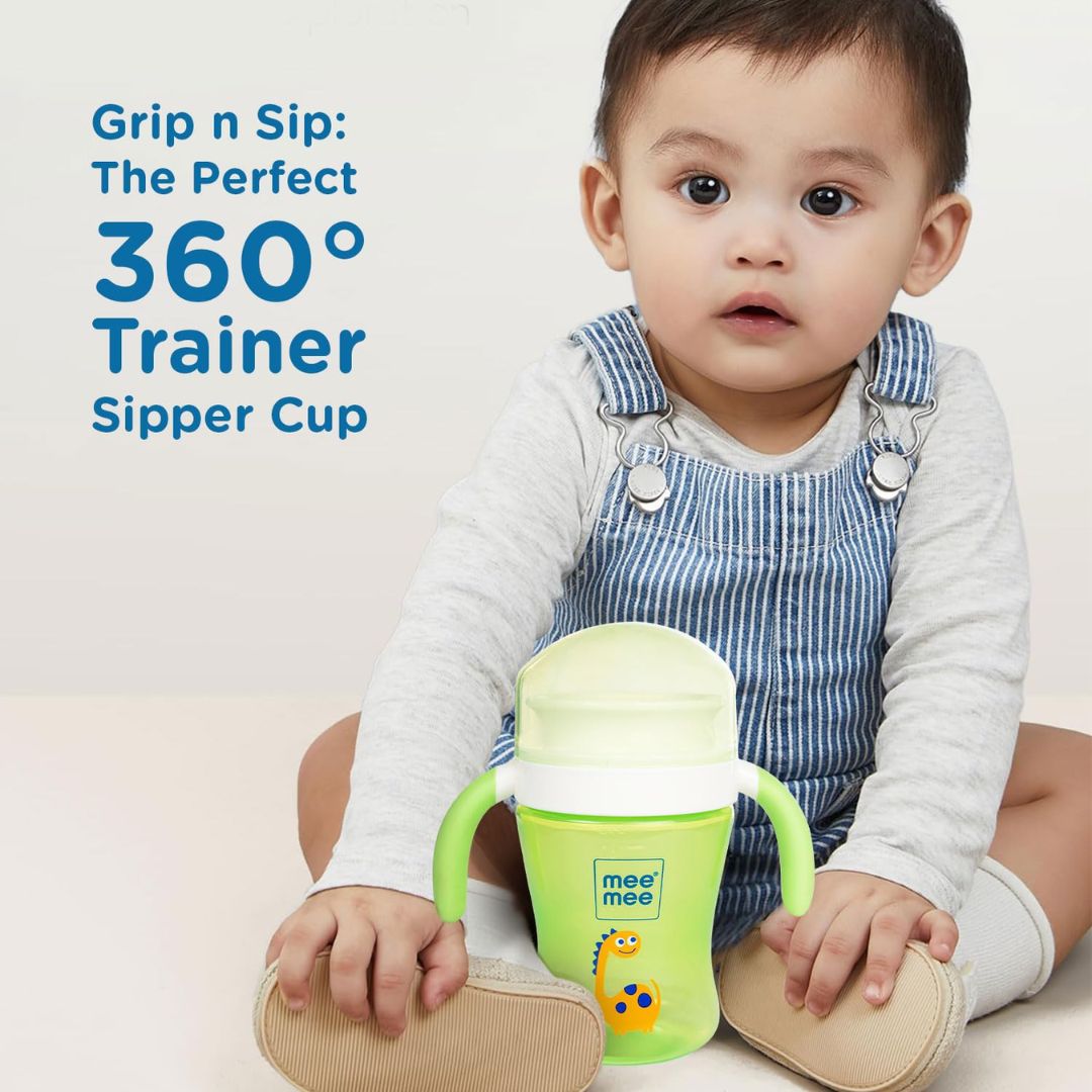 Mee Mee Baby Trainer Sippy Cup | Soft Spout, Leakproof Sipper for Toddlers | Dual Handle for Easy Grip | Non -Toxic, Lightweight & BPA Free, Green (240 Ml)
