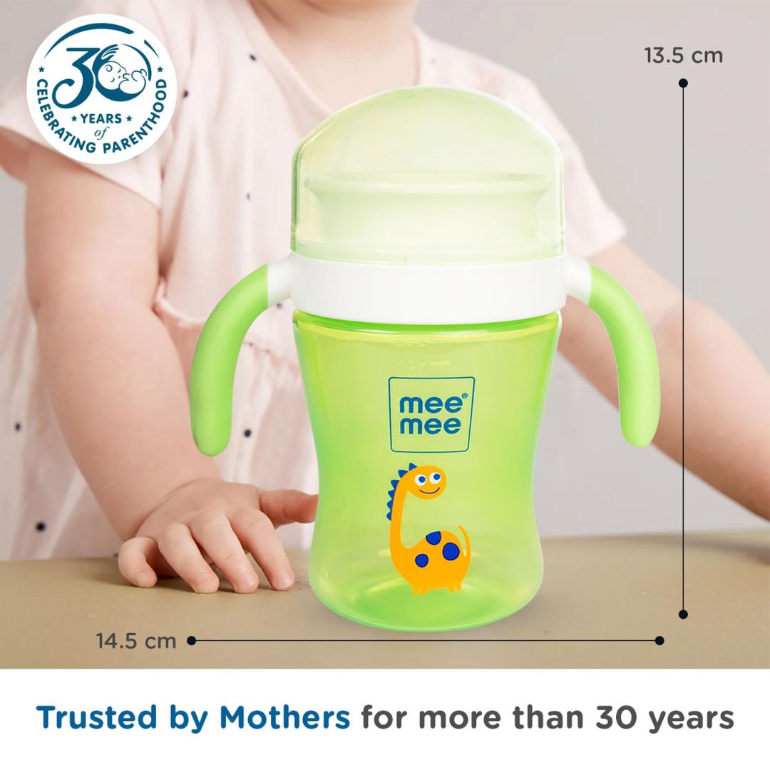 Mee Mee Baby Trainer Sippy Cup | Soft Spout, Leakproof Sipper for Toddlers | Dual Handle for Easy Grip | Non -Toxic, Lightweight & BPA Free, Green (240 Ml)