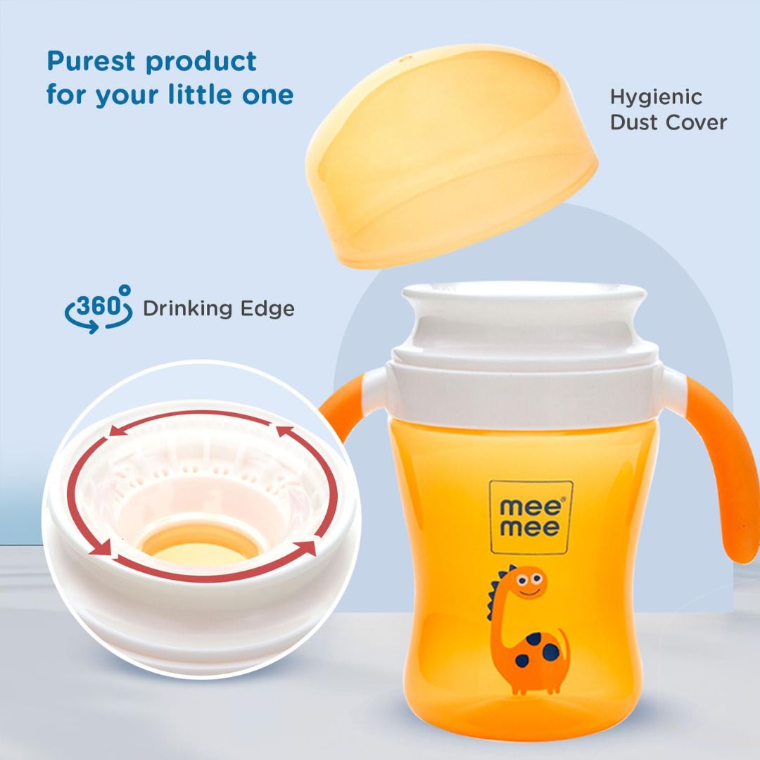 Mee Mee Baby Trainer Sippy Cup | Soft Spout, Leakproof Sipper for Toddlers | Dual Handle for Easy Grip | Non -Toxic, Lightweight & BPA Free, Orange (240 Ml)