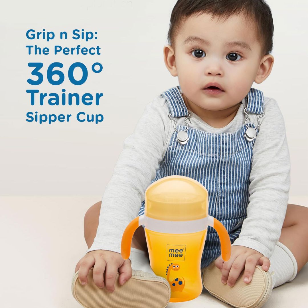 Mee Mee Baby Trainer Sippy Cup | Soft Spout, Leakproof Sipper for Toddlers | Dual Handle for Easy Grip | Non -Toxic, Lightweight & BPA Free, Orange (240 Ml)