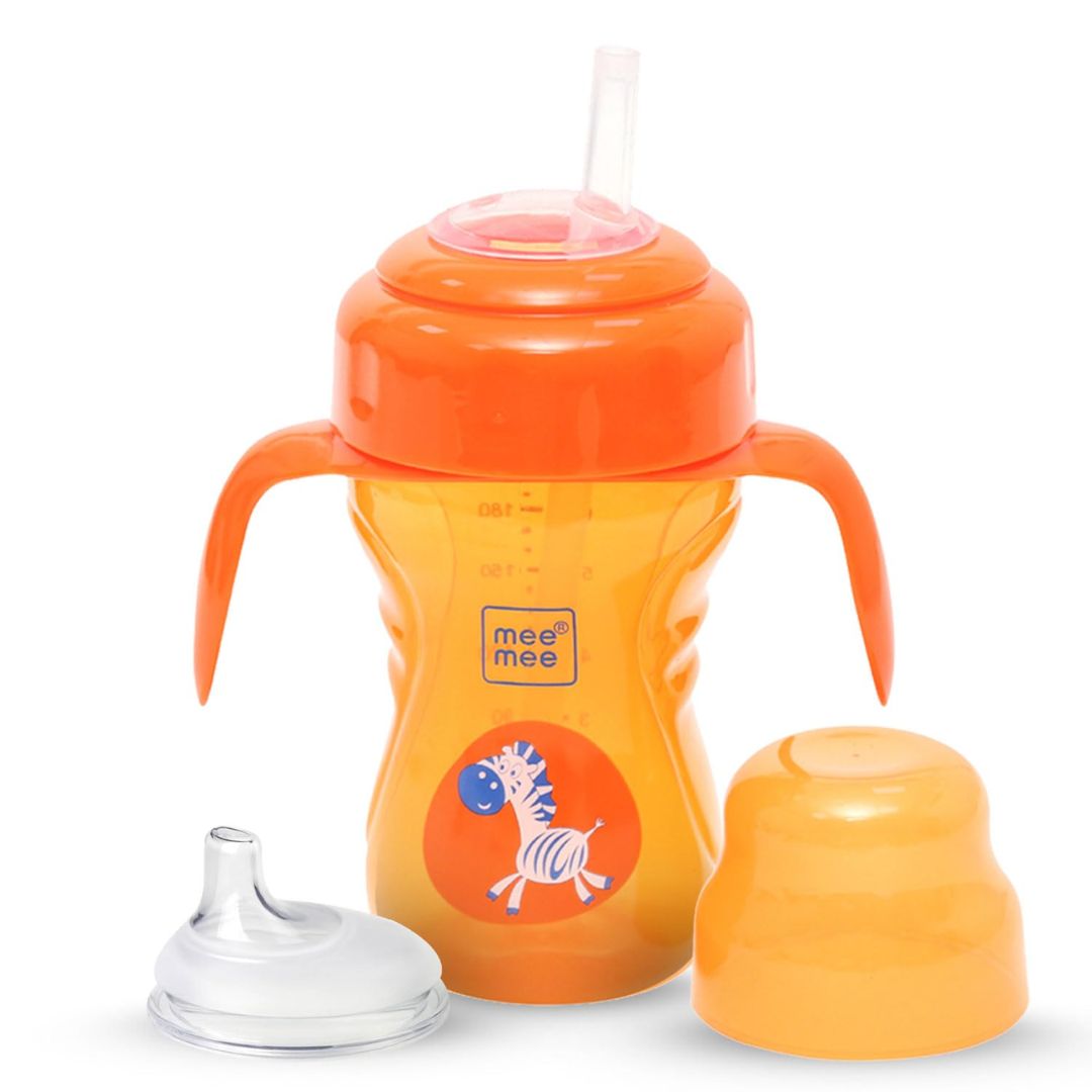 Mee Mee Baby Trainer Sippy Cup | Soft Spout, Leakproof Sipper for Toddlers | Dual Handle for Easy Grip | Non -Toxic, Lightweight & BPA Free, Orange