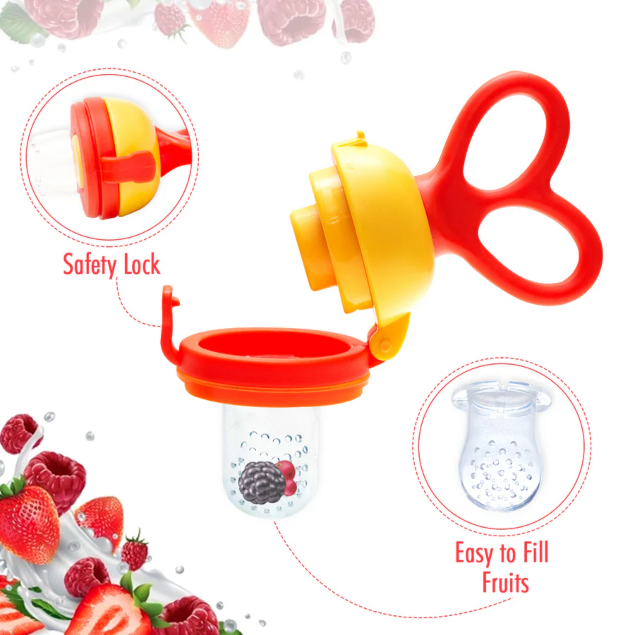 Mee Mee Advanced Fruit & Food Nutritional Feeder With Feed Pusher BPA Free (Orange)