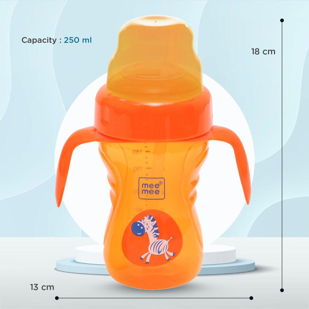 Mee Mee Baby Trainer Sippy Cup | Soft Spout, Leakproof Sipper for Toddlers | Dual Handle for Easy Grip | Non -Toxic, Lightweight & BPA Free, Orange