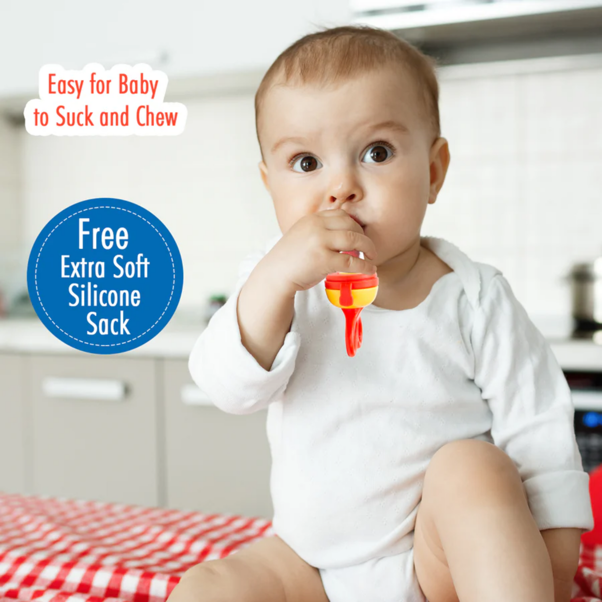 Mee Mee Advanced Fruit & Food Nutritional Feeder With Feed Pusher BPA Free (Orange)