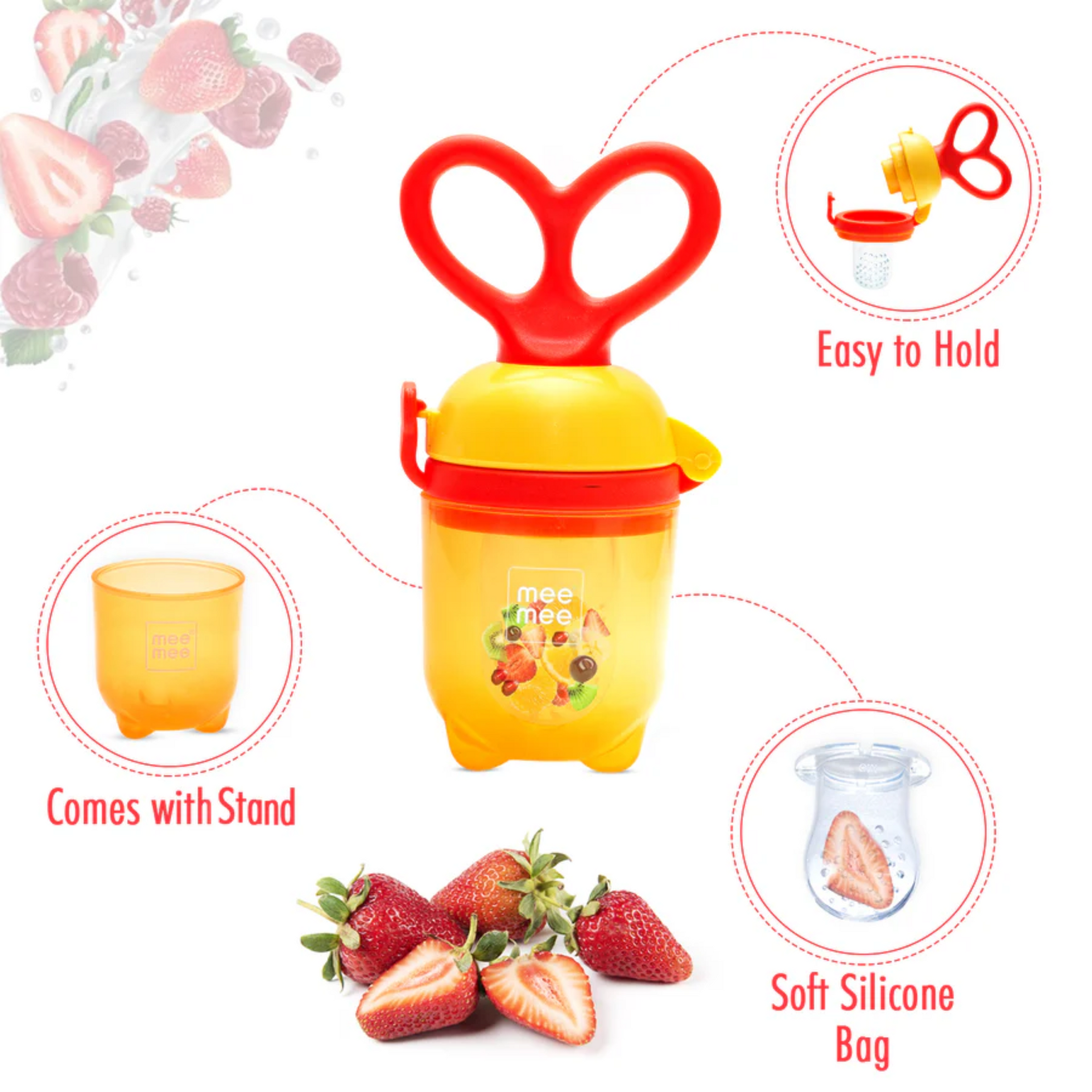 Mee Mee Advanced Fruit & Food Nutritional Feeder With Feed Pusher BPA Free (Orange)