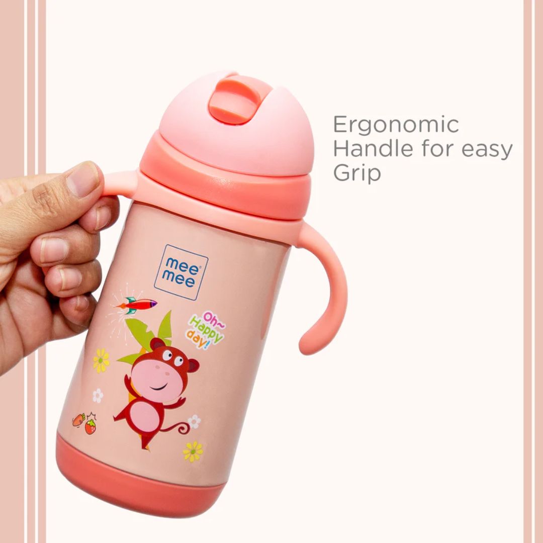 Mee Mee Baby Feeding Mug with Soft Straw & Easy-Grip Handles – Pink, Spill-Proof & BPA-Free 300ml (Pink)