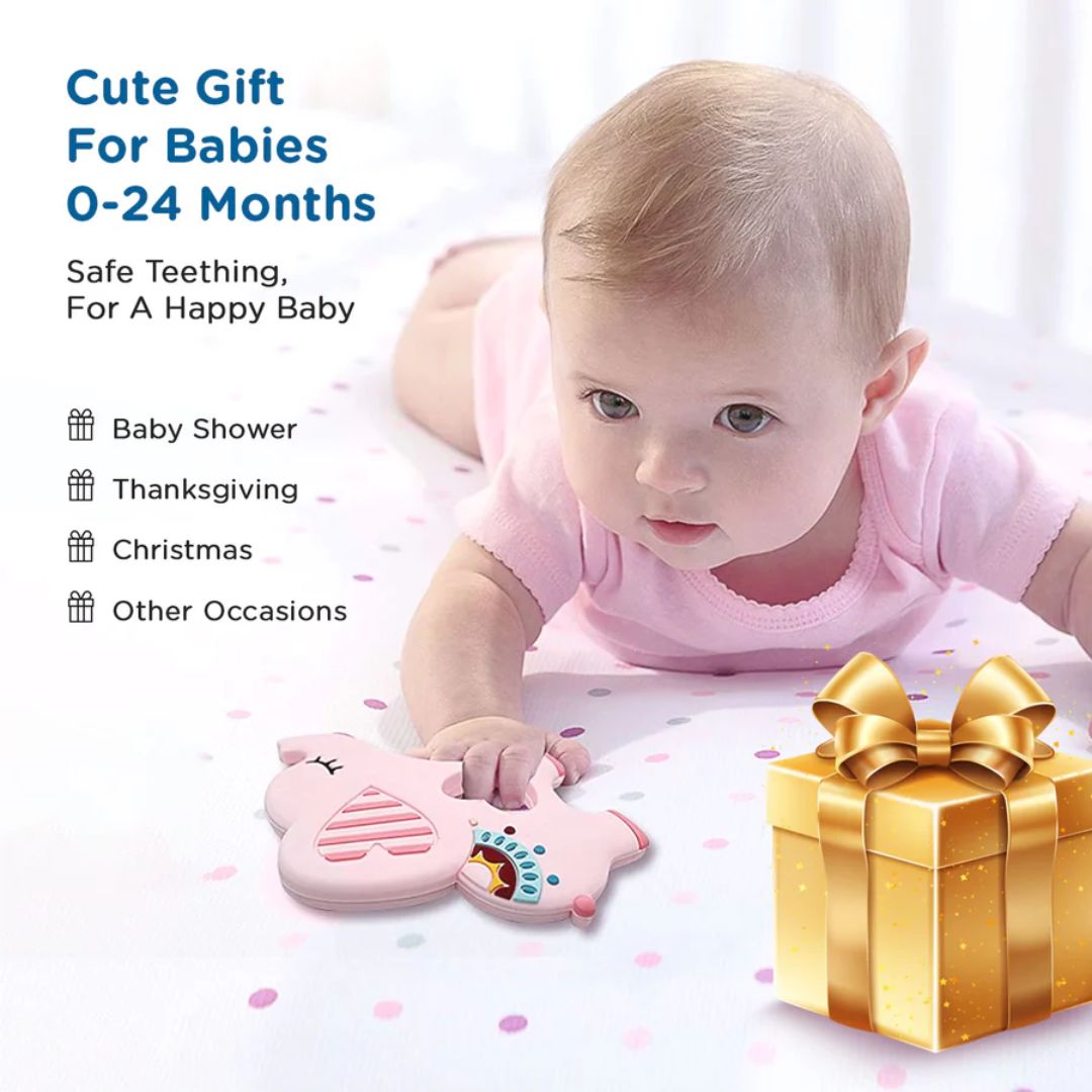 Mee Mee Pink Elephant Teether: Soft and Safe Companion for Your Baby's Sleep and Play Elephant shape (Pink)