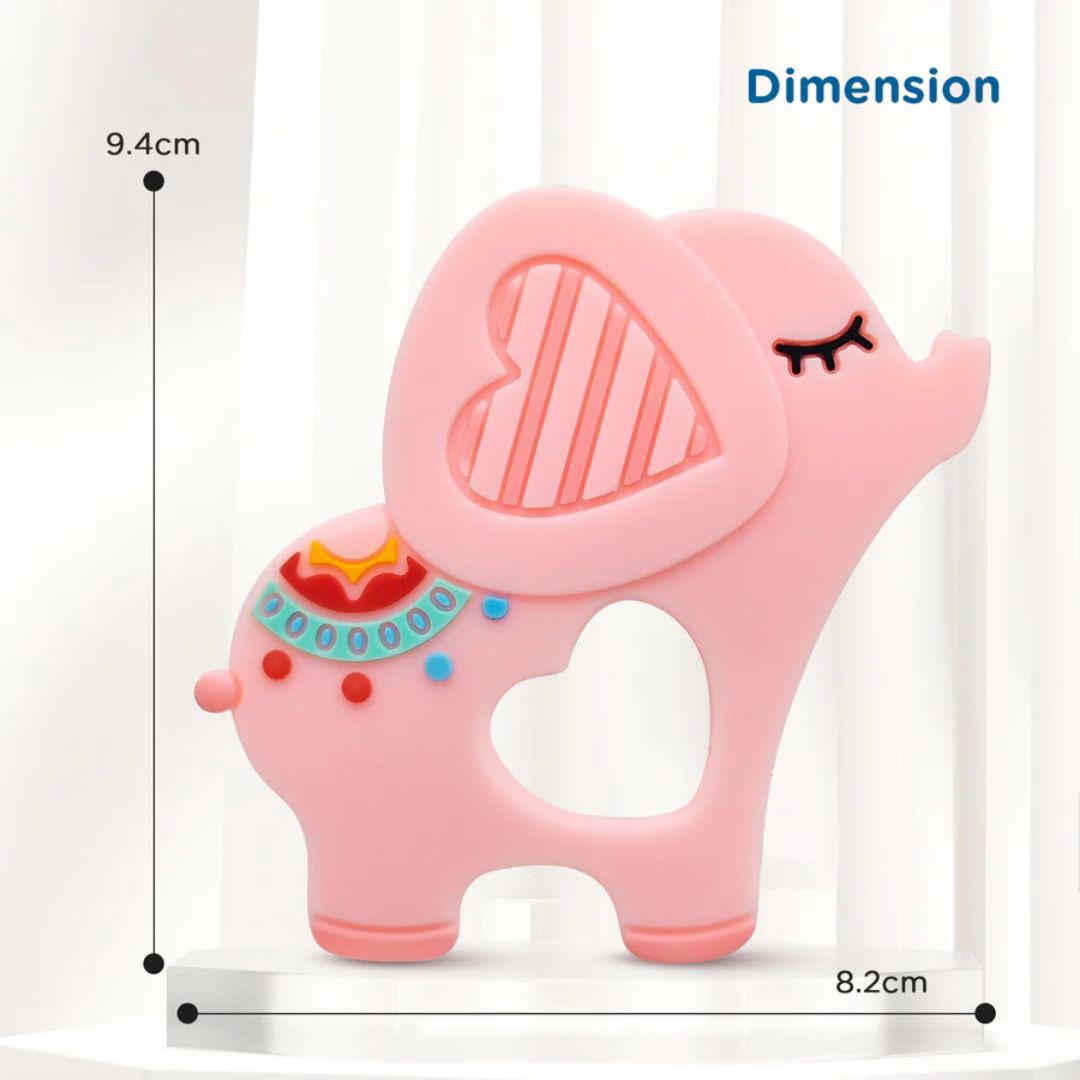Mee Mee Pink Elephant Teether: Soft and Safe Companion for Your Baby's Sleep and Play Elephant shape (Pink)