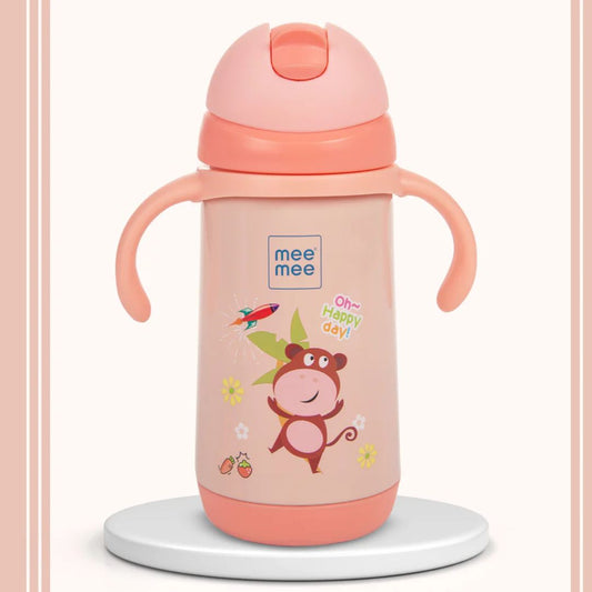 Mee Mee Baby Feeding Mug with Soft Straw & Easy-Grip Handles – Pink, Spill-Proof & BPA-Free 300ml (Pink)