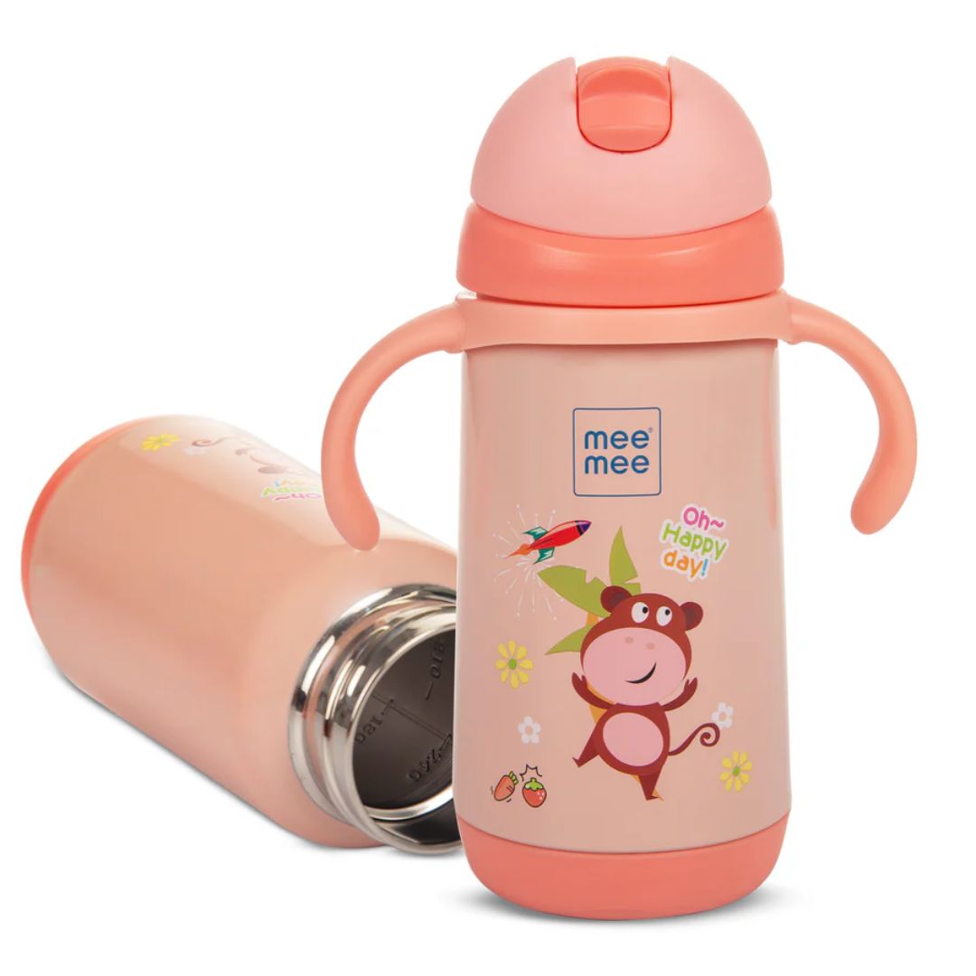 Mee Mee Baby Feeding Mug with Soft Straw & Easy-Grip Handles – Pink, Spill-Proof & BPA-Free 300ml (Pink)