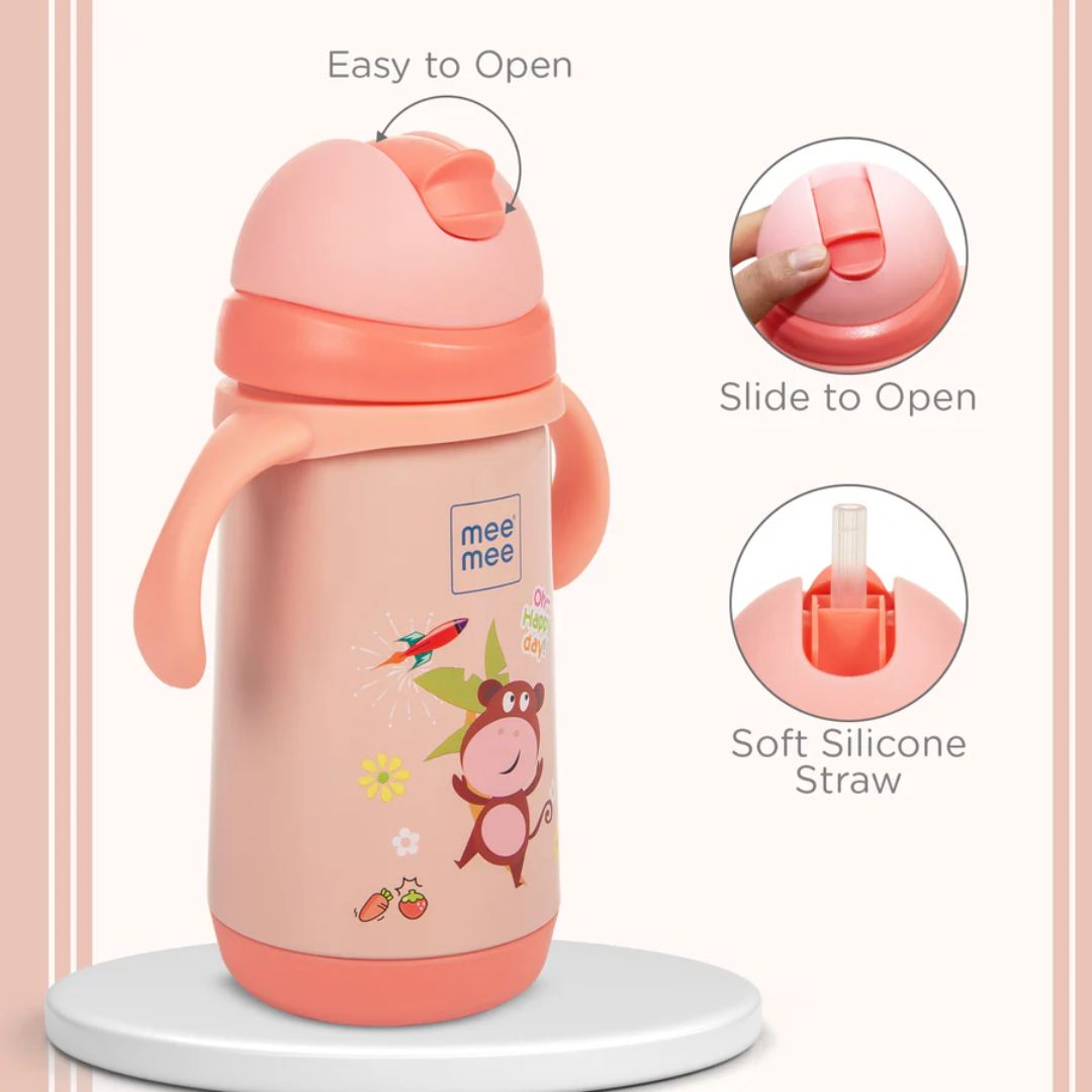 Mee Mee Baby Feeding Mug with Soft Straw & Easy-Grip Handles – Pink, Spill-Proof & BPA-Free 300ml (Pink)