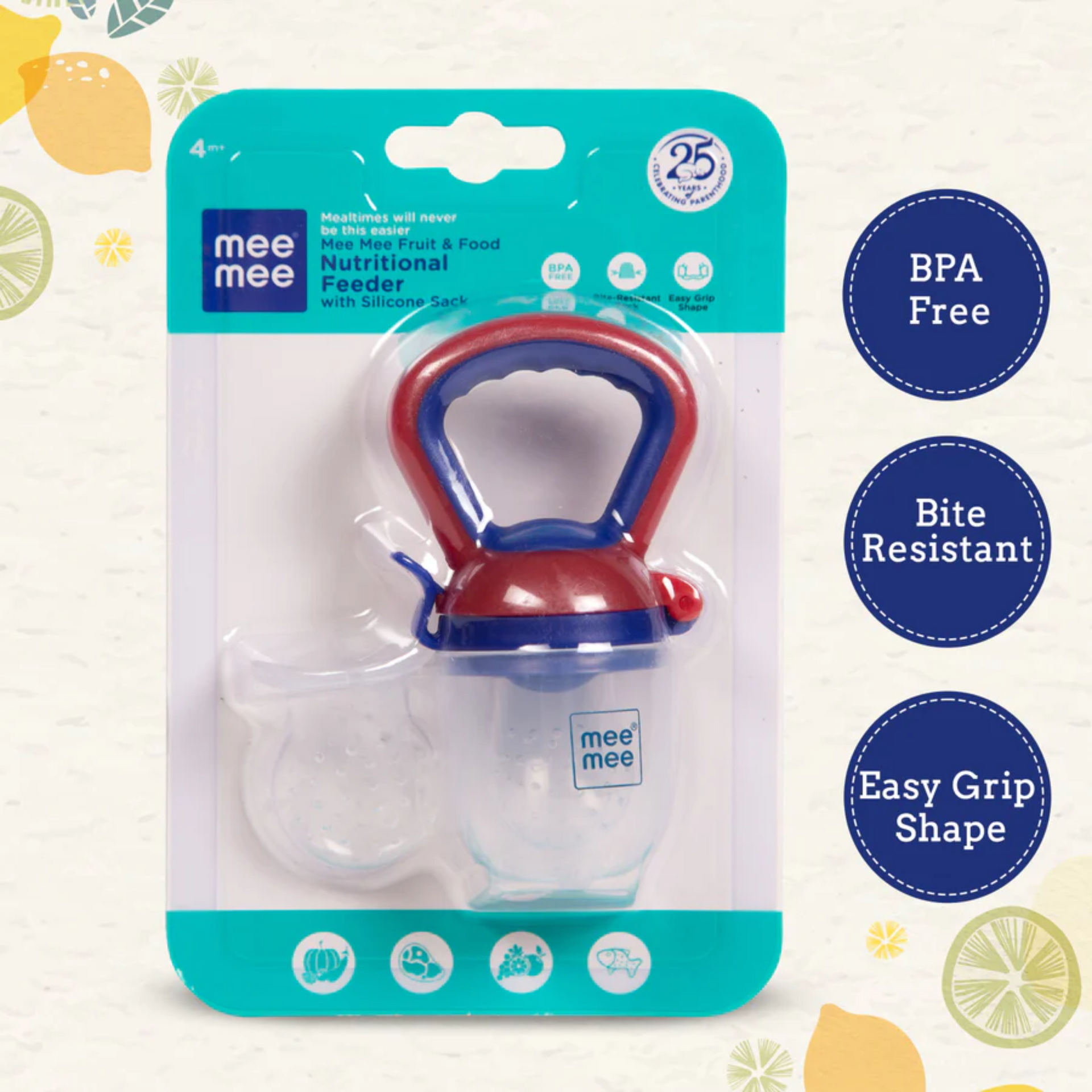 Mee Mee Fruit & Food Nutritional Feeder with Silicone Sack(Red)