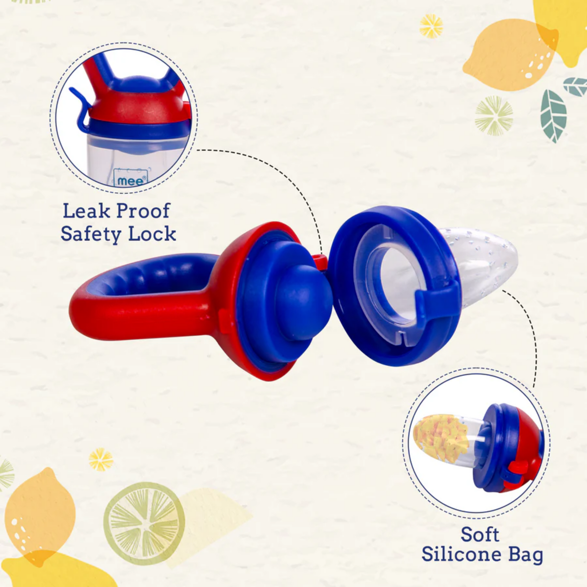 Mee Mee Fruit & Food Nutritional Feeder with Silicone Sack(Red)