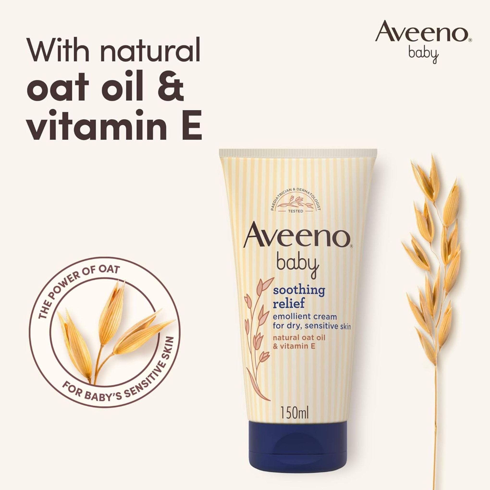AVEENO Baby Soothing Relief Emollient Cream for dry and sensitive skin | natural oat oil & vitamin E | baby care | 150 ml