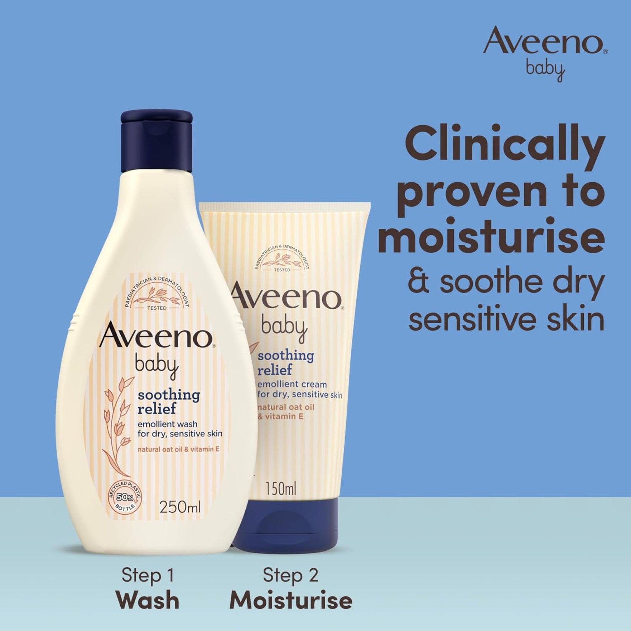 AVEENO Baby Soothing Relief Emollient Cream for dry and sensitive skin | natural oat oil & vitamin E | baby care | 150 ml