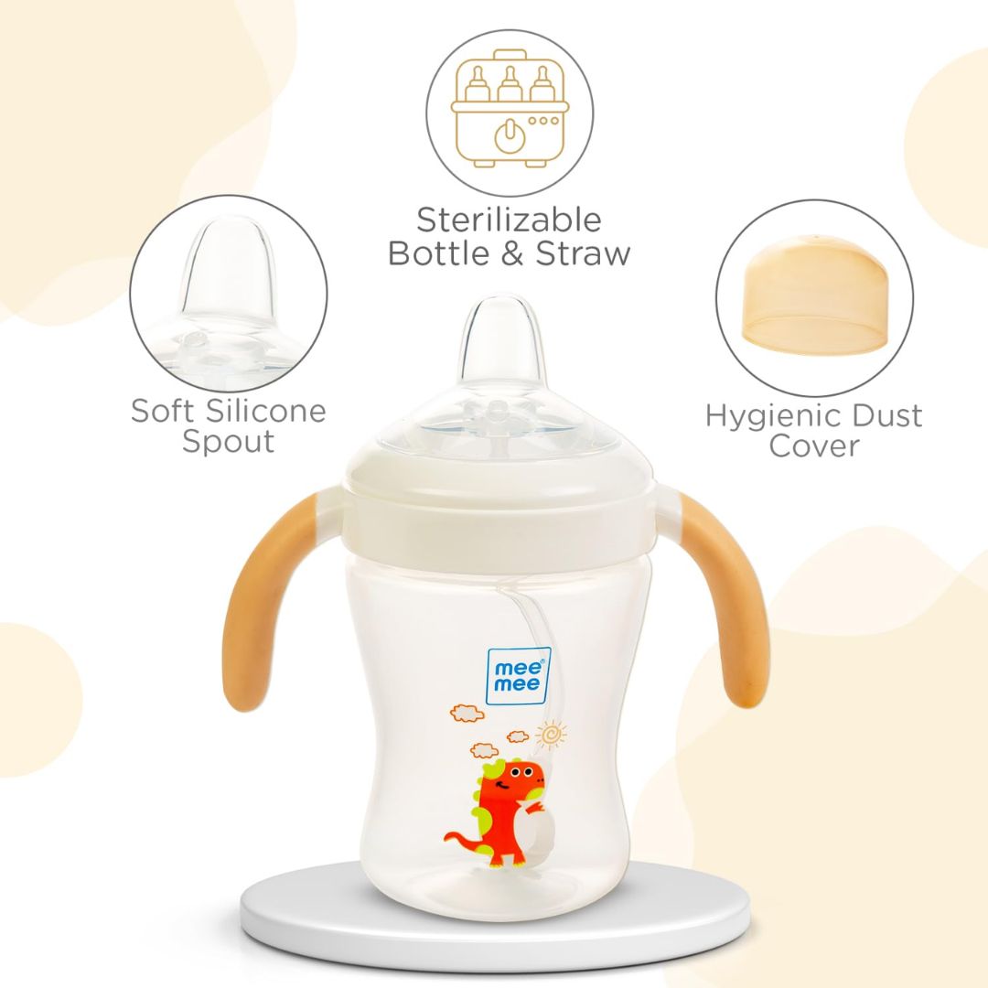 Mee Mee Baby Trainer Sippy Cup | Soft Spout, Leakproof Sipper for Toddlers | Dual Handle for Easy Grip | Non -Toxic, Lightweight & BPA Free, Yellow (240 Ml)