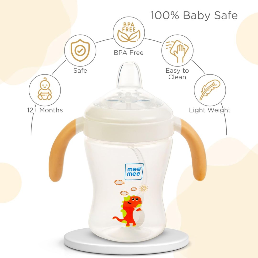 Mee Mee Baby Trainer Sippy Cup | Soft Spout, Leakproof Sipper for Toddlers | Dual Handle for Easy Grip | Non -Toxic, Lightweight & BPA Free, Yellow (240 Ml)