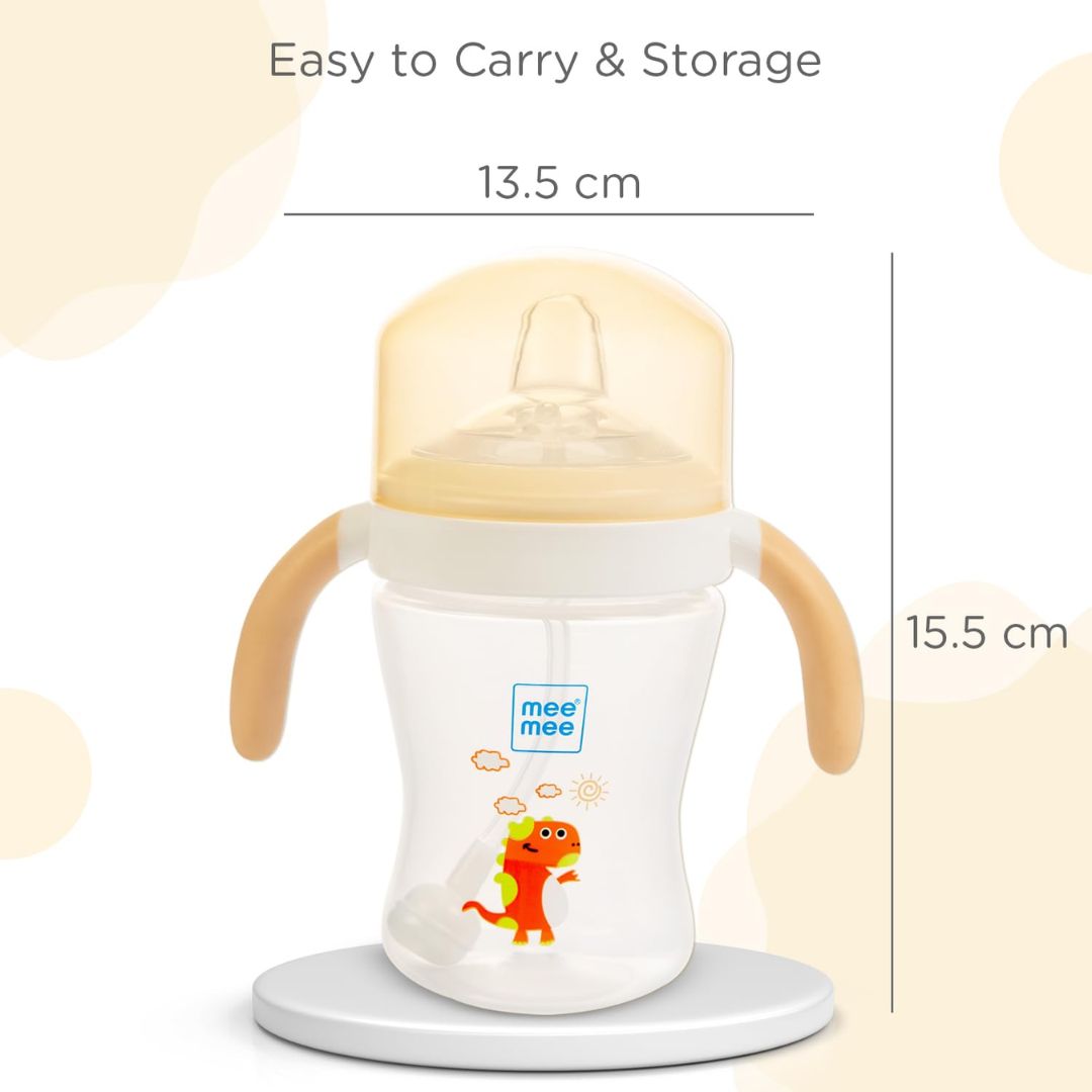 Mee Mee Baby Trainer Sippy Cup | Soft Spout, Leakproof Sipper for Toddlers | Dual Handle for Easy Grip | Non -Toxic, Lightweight & BPA Free, Yellow (240 Ml)