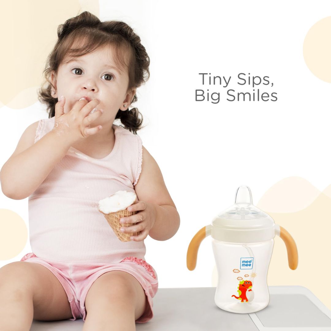 Mee Mee Baby Trainer Sippy Cup | Soft Spout, Leakproof Sipper for Toddlers | Dual Handle for Easy Grip | Non -Toxic, Lightweight & BPA Free, Yellow (240 Ml)