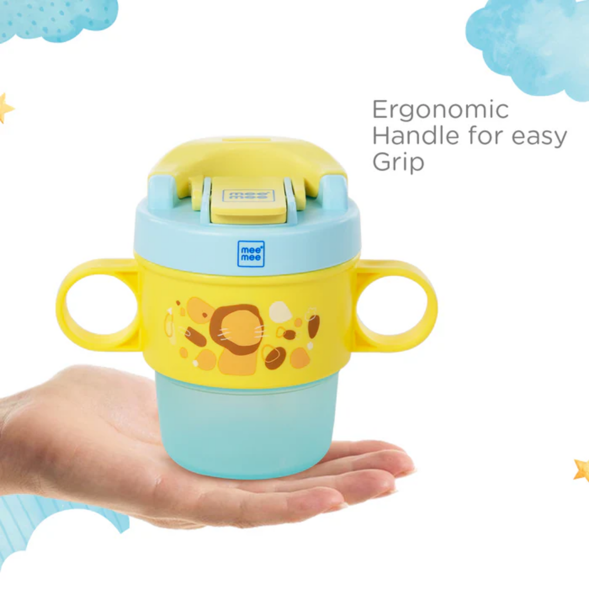 Mee Mee 360° Baby Trainer Sipper 150 ml with Soft Spout | Anti-Leak & Spill-Proof Sippy Cup for Baby/Kids | Non-Toxic & BPA-Free, Lightweight & Easy Grip Handles (Yellow)