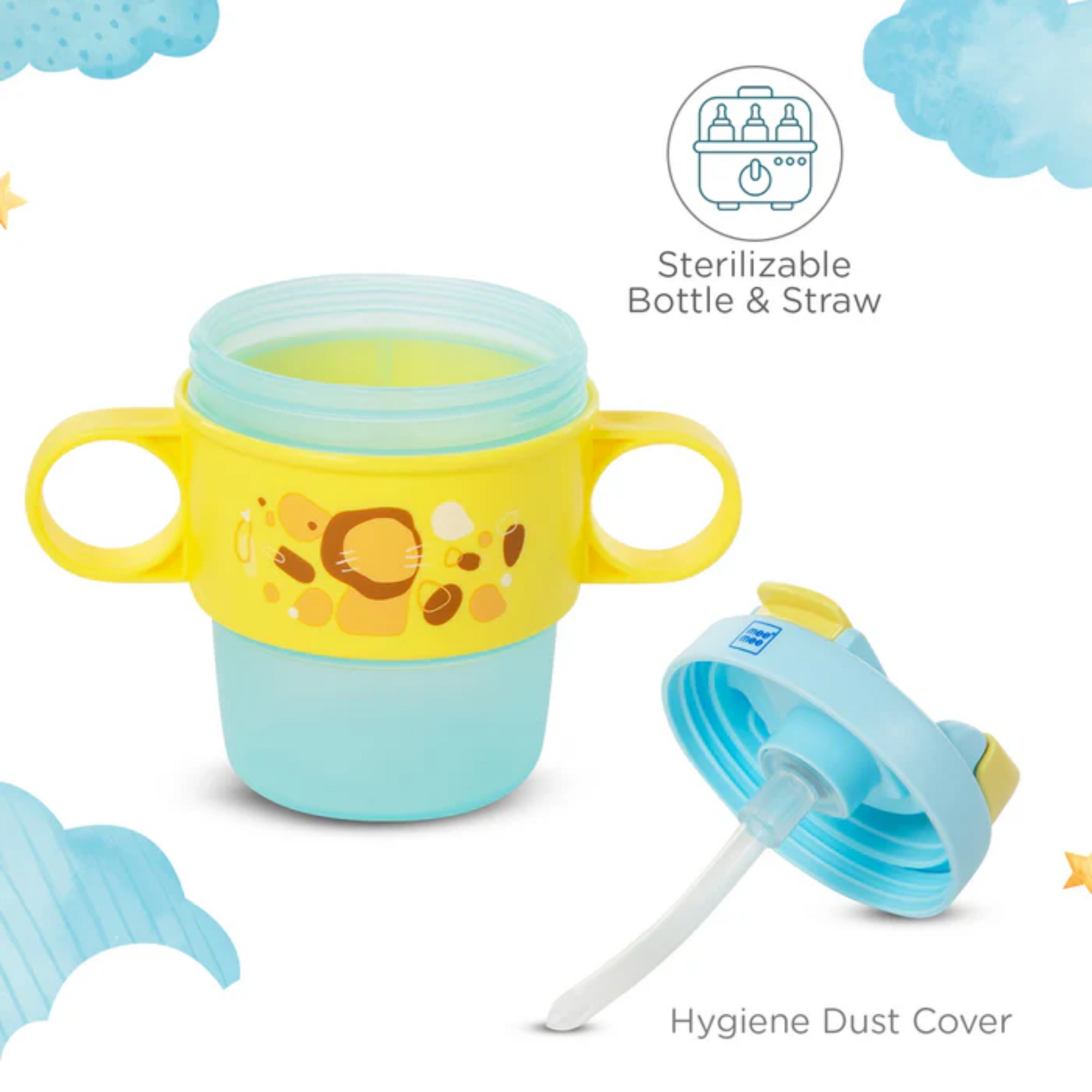 Mee Mee 360° Baby Trainer Sipper 150 ml with Soft Spout | Anti-Leak & Spill-Proof Sippy Cup for Baby/Kids | Non-Toxic & BPA-Free, Lightweight & Easy Grip Handles (Yellow)