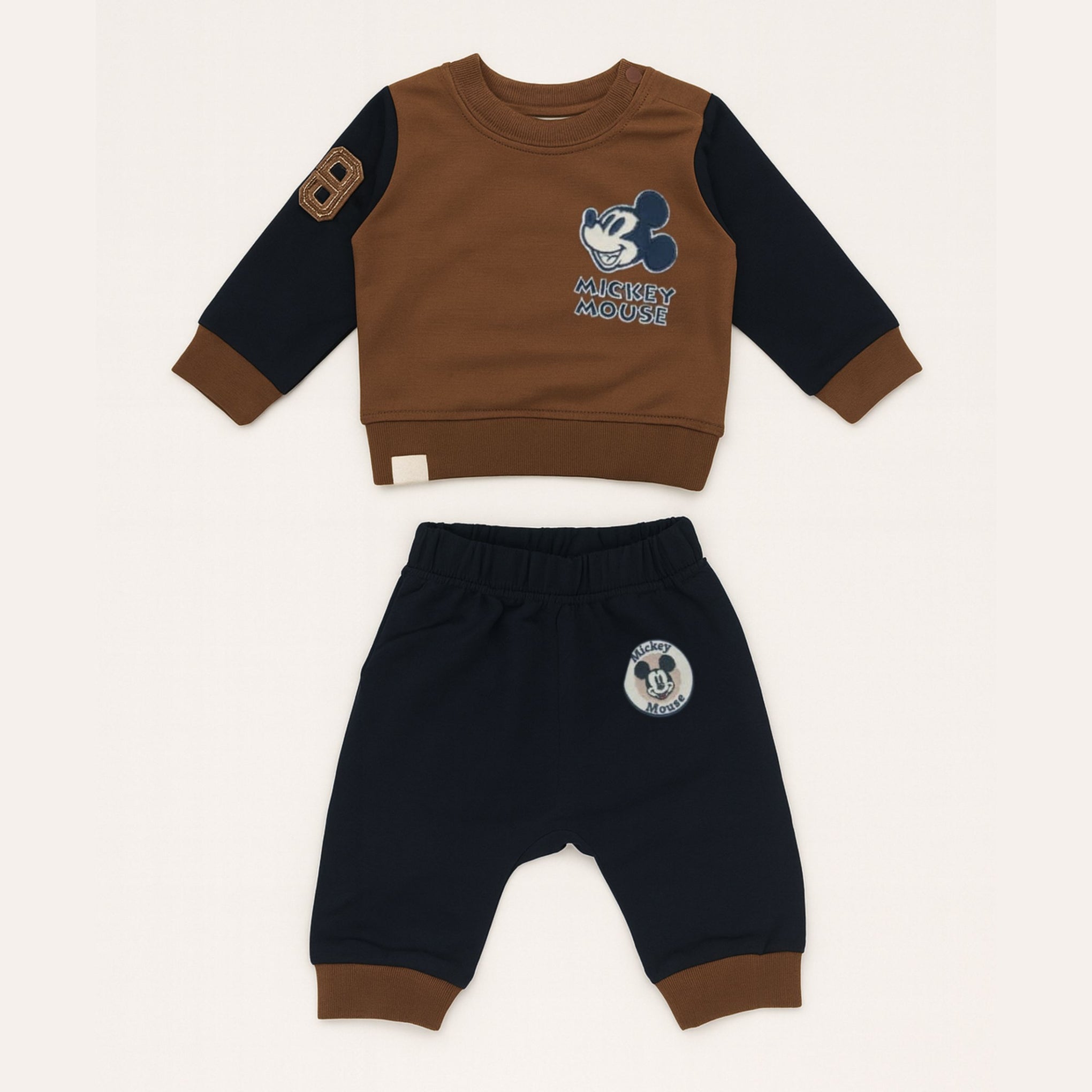 OLLYPOP Boys’ Cadbury & Navy Mickey Mouse Printed Set (3M–3Y)
