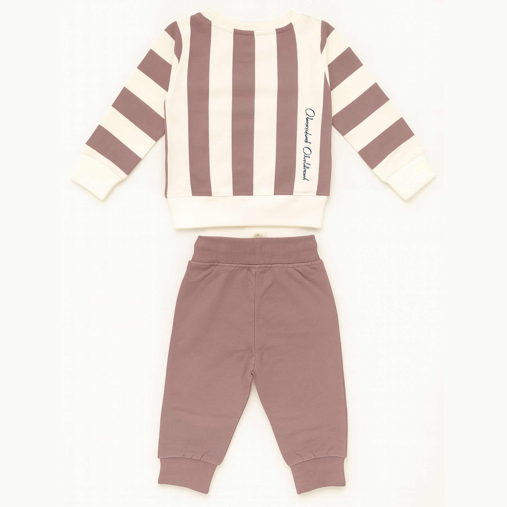 OLLYPOP Boys Sweatshirt & Jogger Set | Striped Winter Co-Ord | Soft Cotton Blend | Sizes 9M–3Y (Green & Rust)