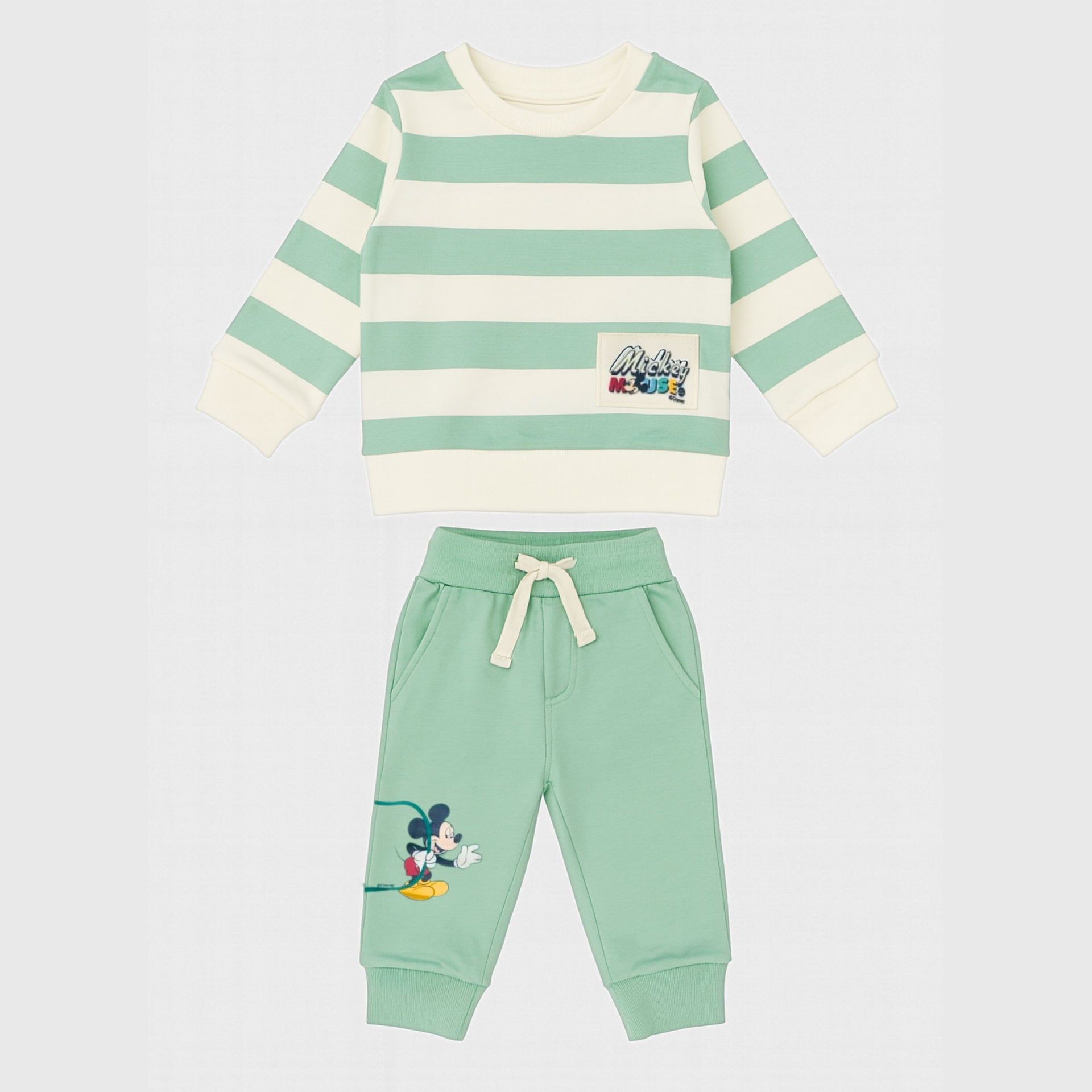 OLLYPOP Boys Sweatshirt & Jogger Set | Striped Winter Co-Ord | Soft Cotton Blend | Sizes 9M–3Y (Green & Rust)