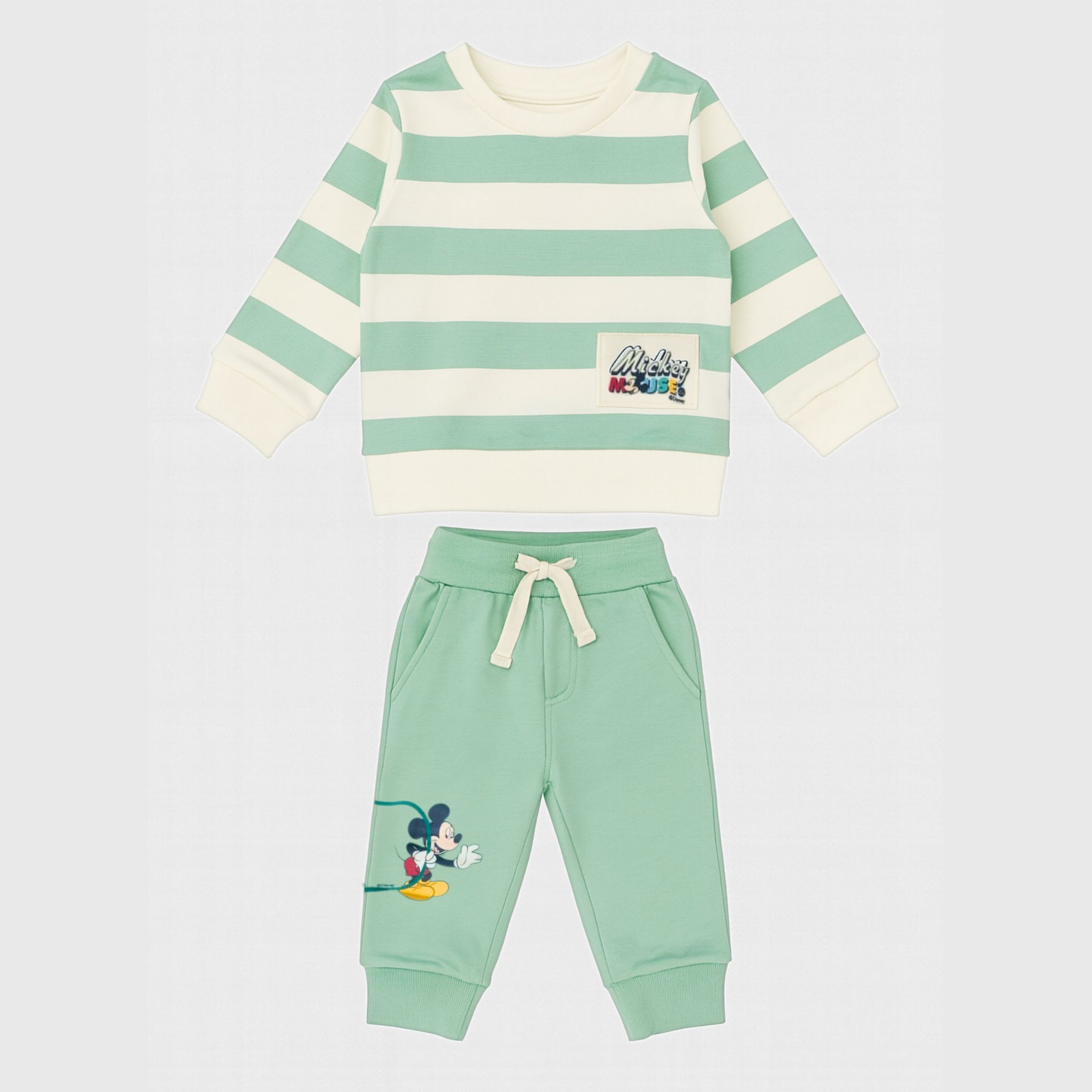 OLLYPOP Boys Sweatshirt & Jogger Set | Striped Winter Co-Ord | Soft Cotton Blend | Sizes 9M–3Y (Green & Rust)