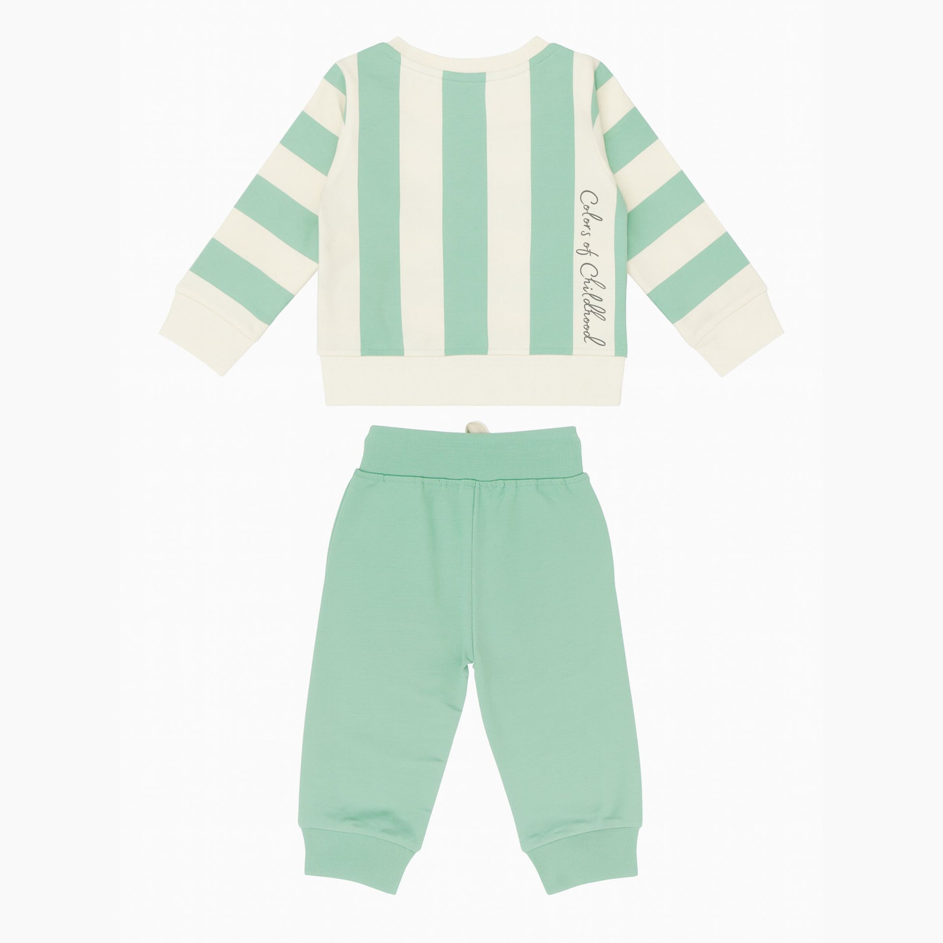 OLLYPOP Boys Sweatshirt & Jogger Set | Striped Winter Co-Ord | Soft Cotton Blend | Sizes 9M–3Y (Green & Rust)