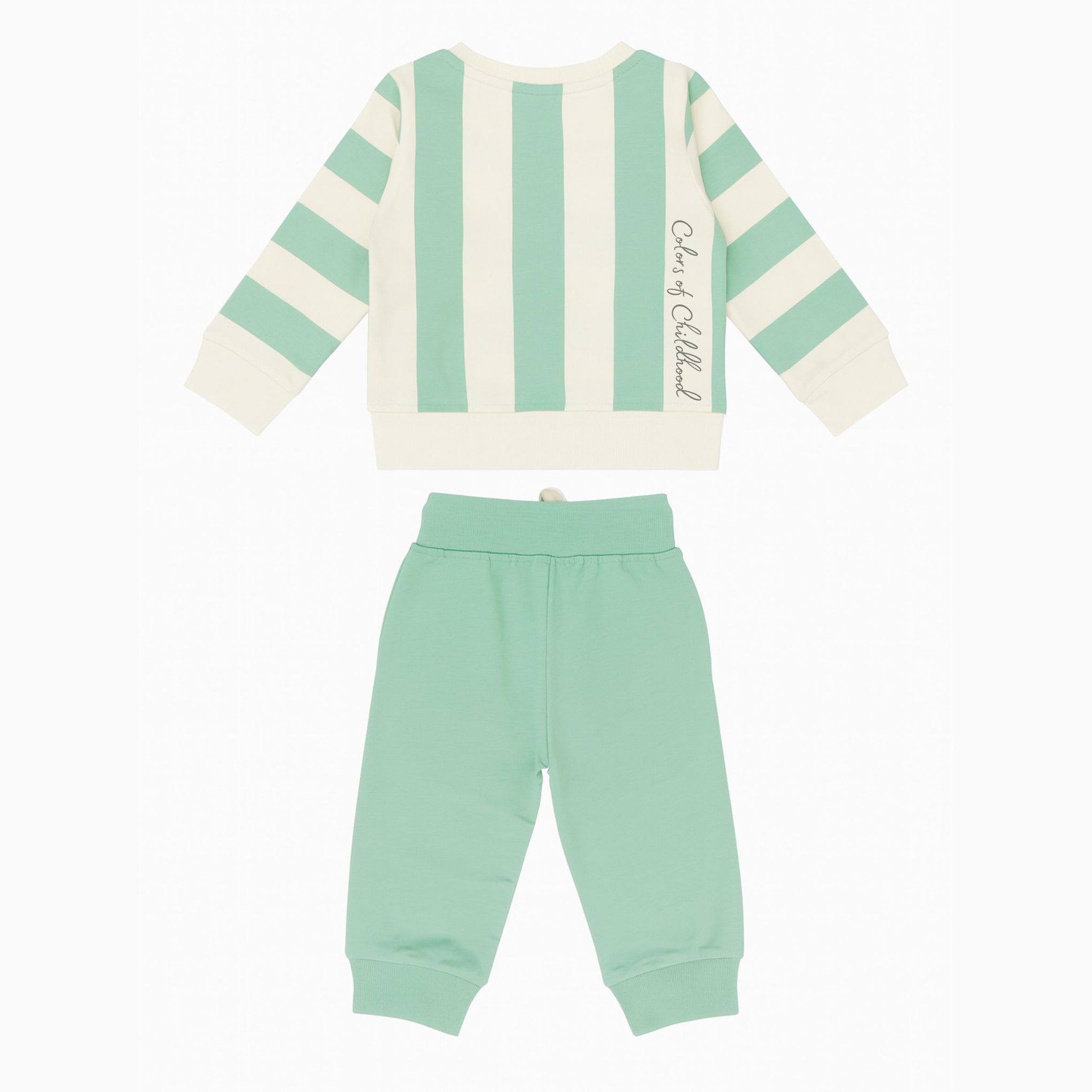 OLLYPOP Boys Sweatshirt & Jogger Set | Striped Winter Co-Ord | Soft Cotton Blend | Sizes 9M–3Y (Green & Rust)