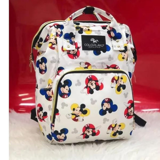 Smile Baby Diaper Bag/ Mummy Bag/ Nursery Bag Stylish Travelling Backpack Spacious, Multifunctional, Stylish & Waterproof baby bag.(  mickey mouse White)