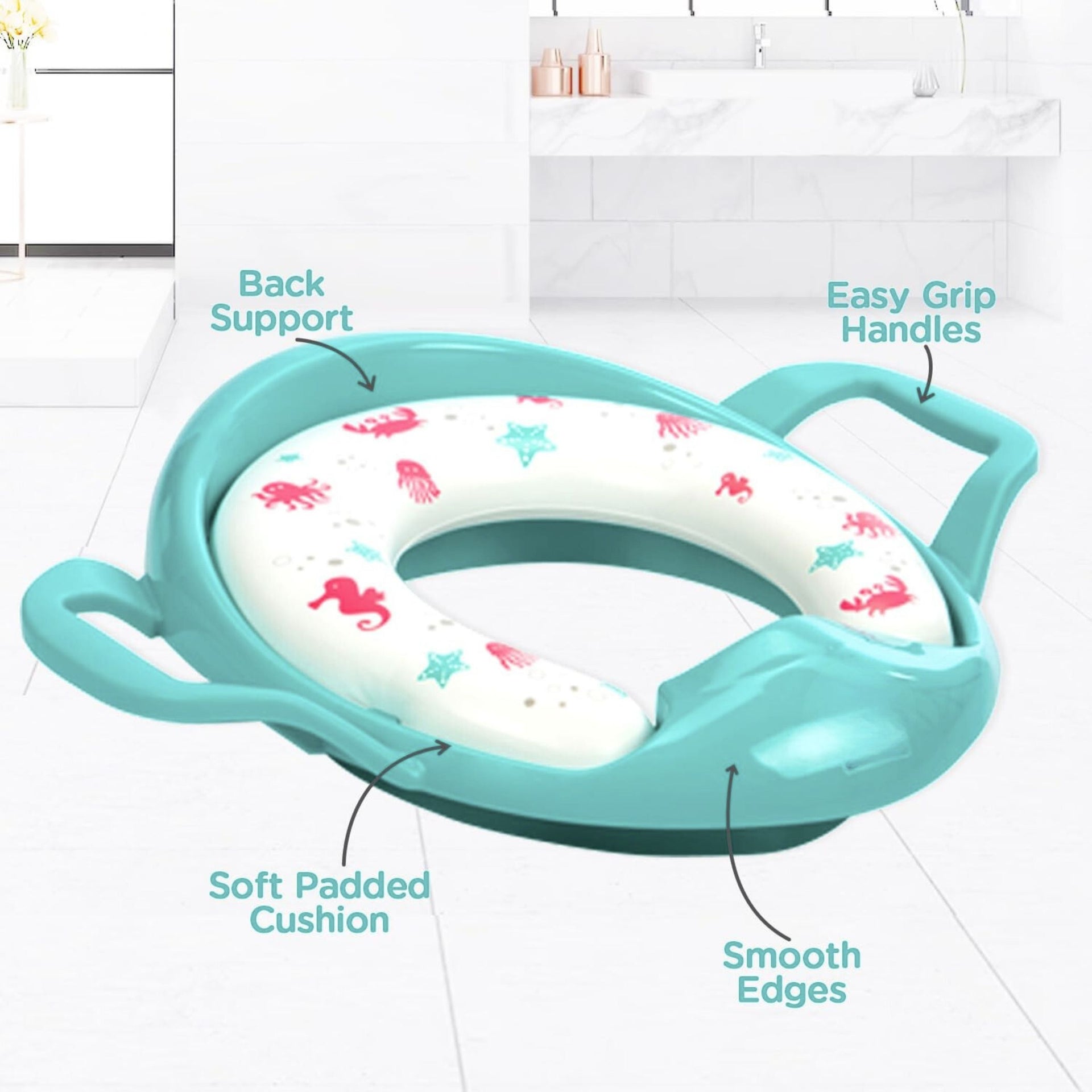 Smile Baby Cushioned portable Baby Potty Seat for Toilet Training with Easy grip support handles, Easy to Carry