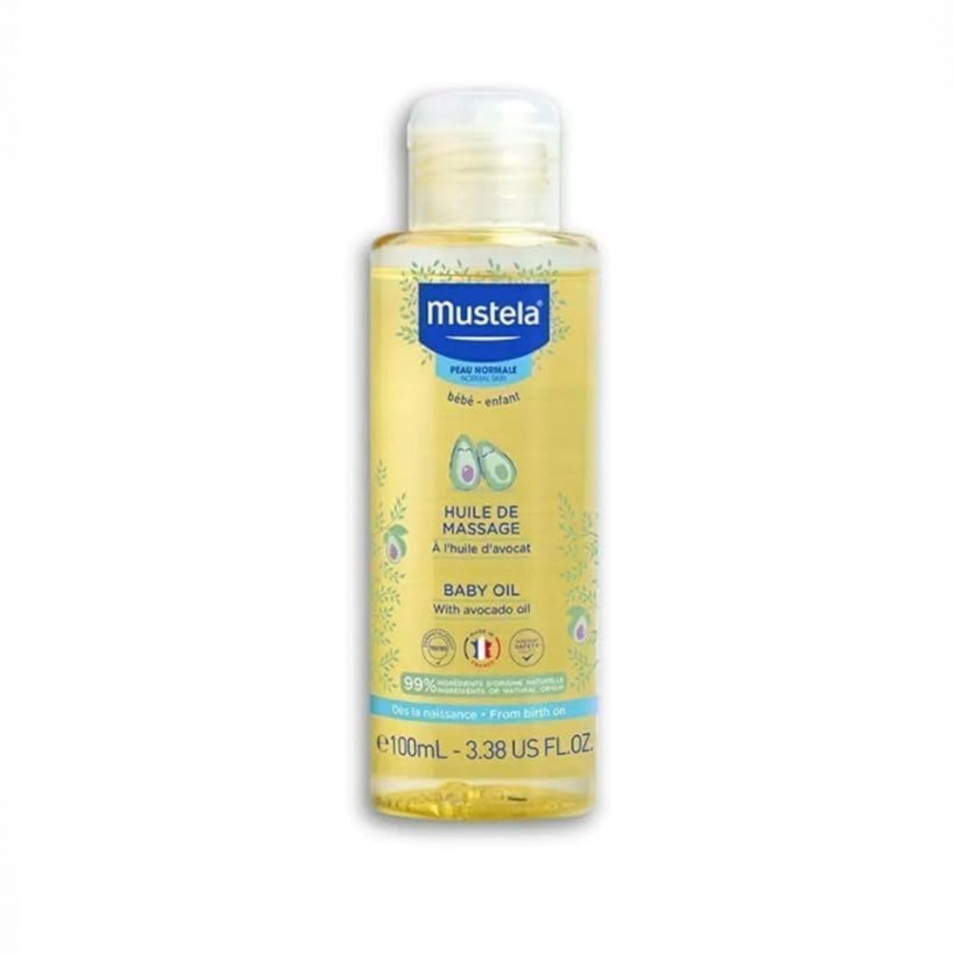 Mustela Baby Oil - Moisturizing Oil for Massage - with Natural Avocado, Pomegranate & Sunflower Oil - 3.38 fl. Oz