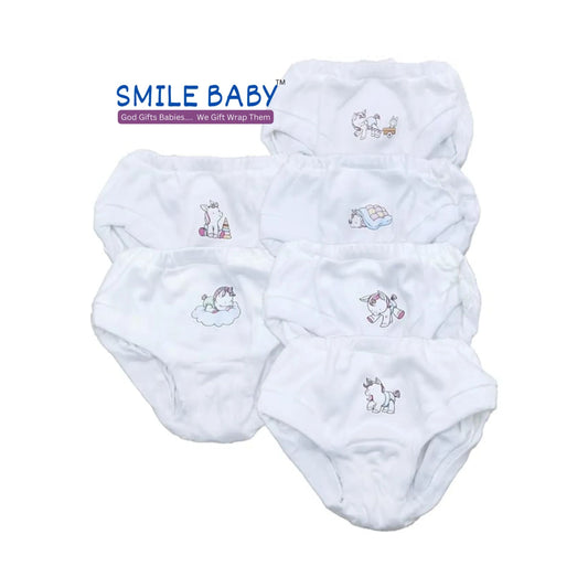 Smile Baby Soft Cotton Baby Girl's & Boy's Panties Pack of 6 White